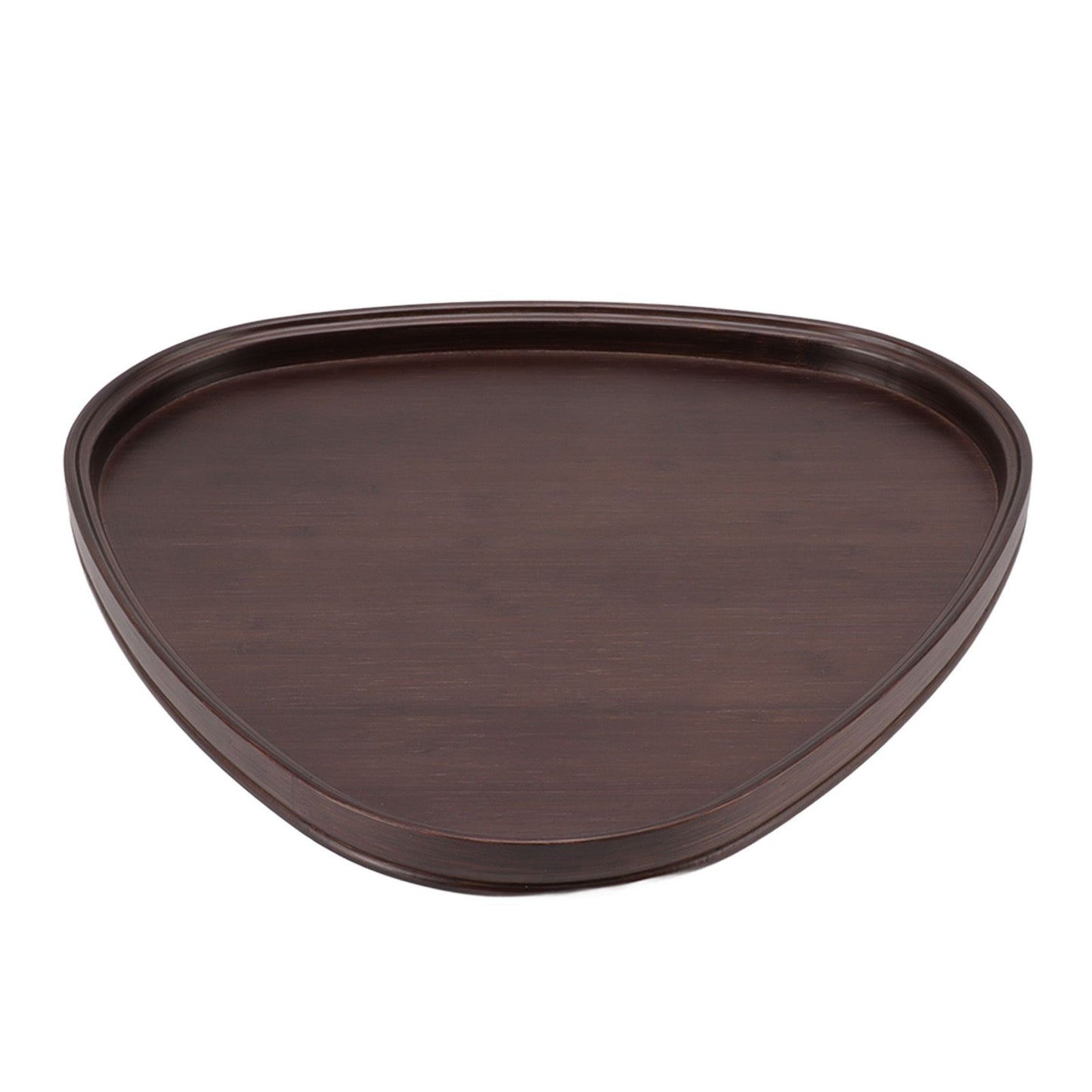 Wood Serving Tray Sturdy Bamboo Simple Elegant Triangular Multifunction Wooden Tea Tray for Cafe Office Dining Table Large