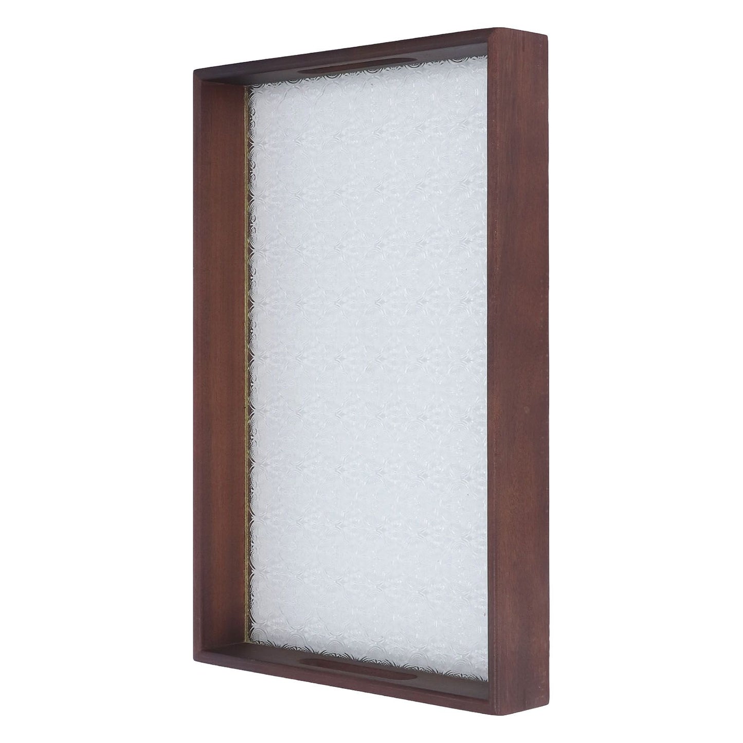Serving Tray Walnut Wood Vintage Glass Cake Bread Breakfast Snack Plate Elegant Rectangle Tray