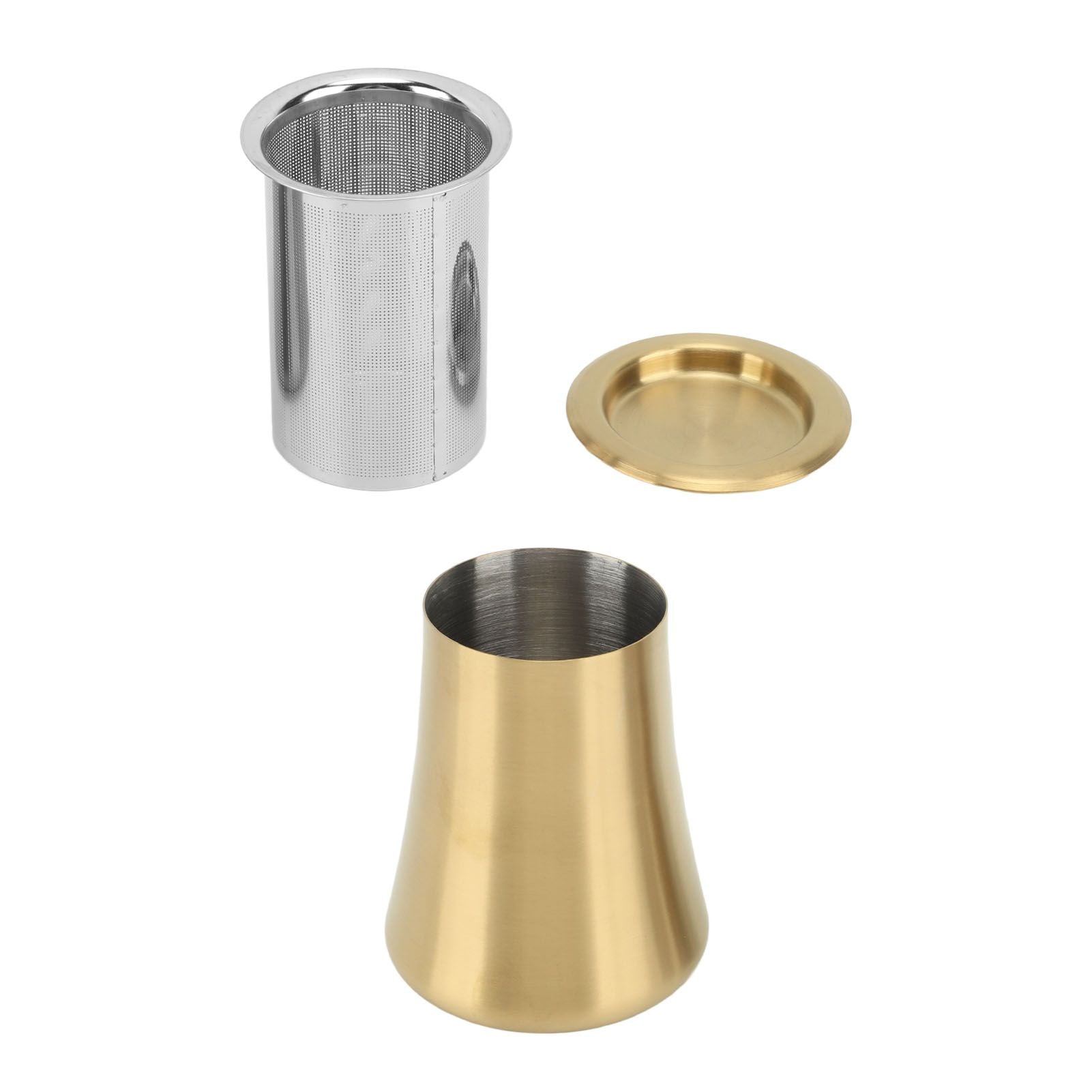 Coffee Sifter Cup Coffee Grind Sieve Fine Mesh Coffee Powder Sieve Cup 304 Stainless Steel Coffee Making Accessory for Home Gold