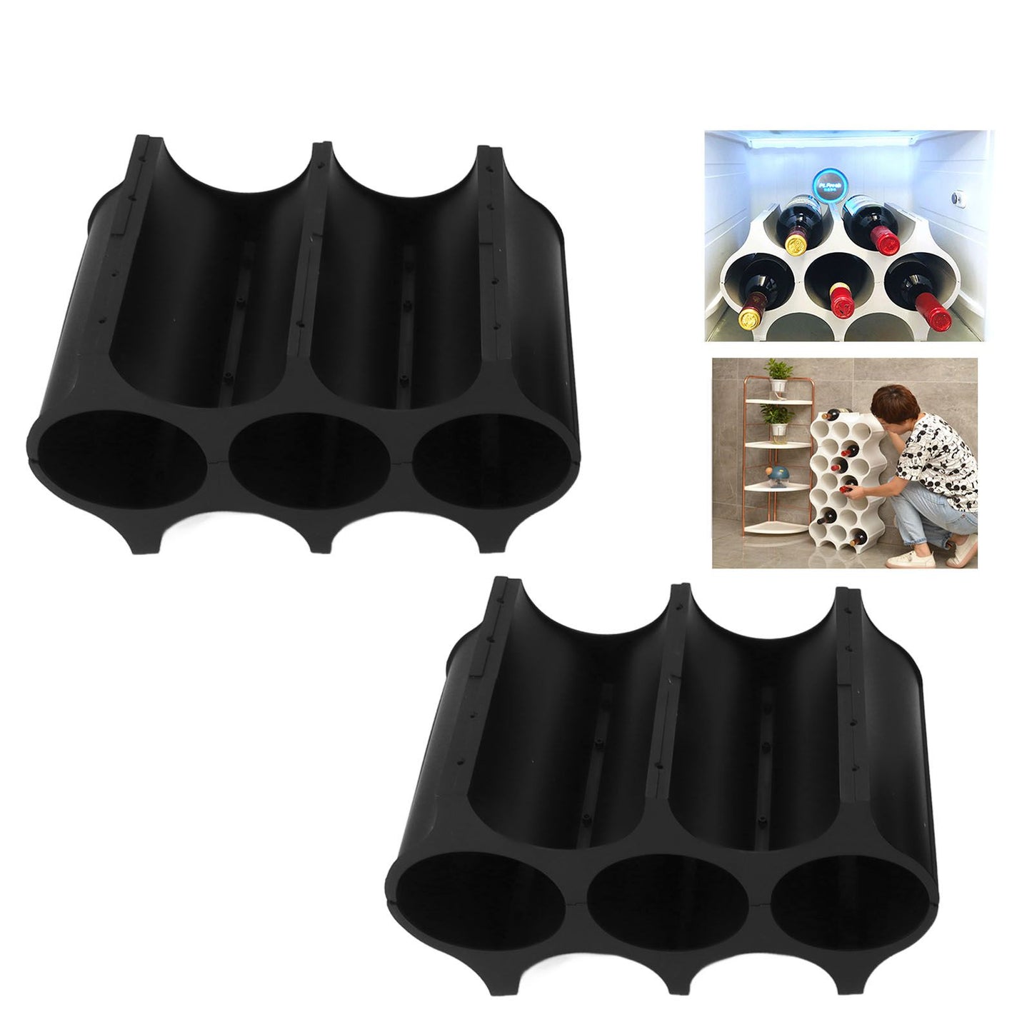 4Pcs Black Red Wine Bottle Rack Holder Simple Looking Decorative Wine Bottle Rack Organizer for Pantry Cabinet