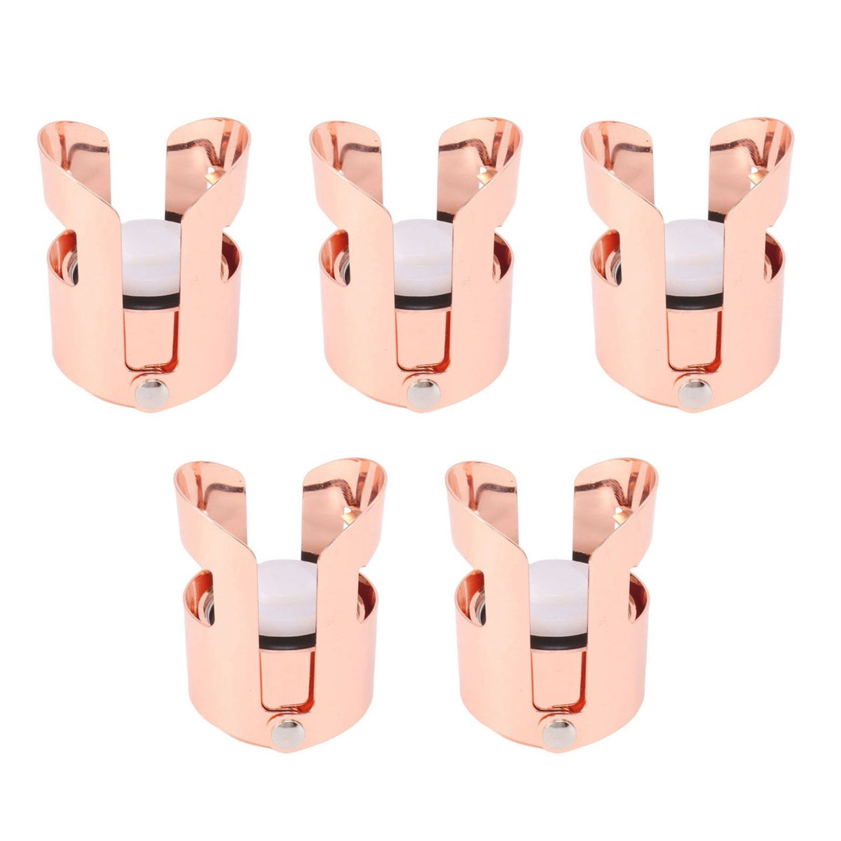 5Pcs Champagne Bottle Stopper Stainless Steel Champagne Sealer Plug Reusable Wine Saver for Wine Bottles Sparkling Bottles Rose Gold