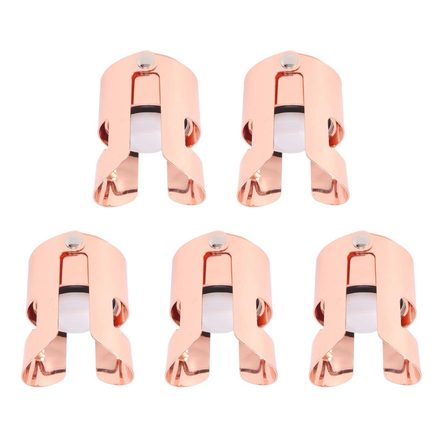 5Pcs Champagne Bottle Stopper Stainless Steel Champagne Sealer Plug Reusable Wine Saver for Wine Bottles Sparkling Bottles Rose Gold