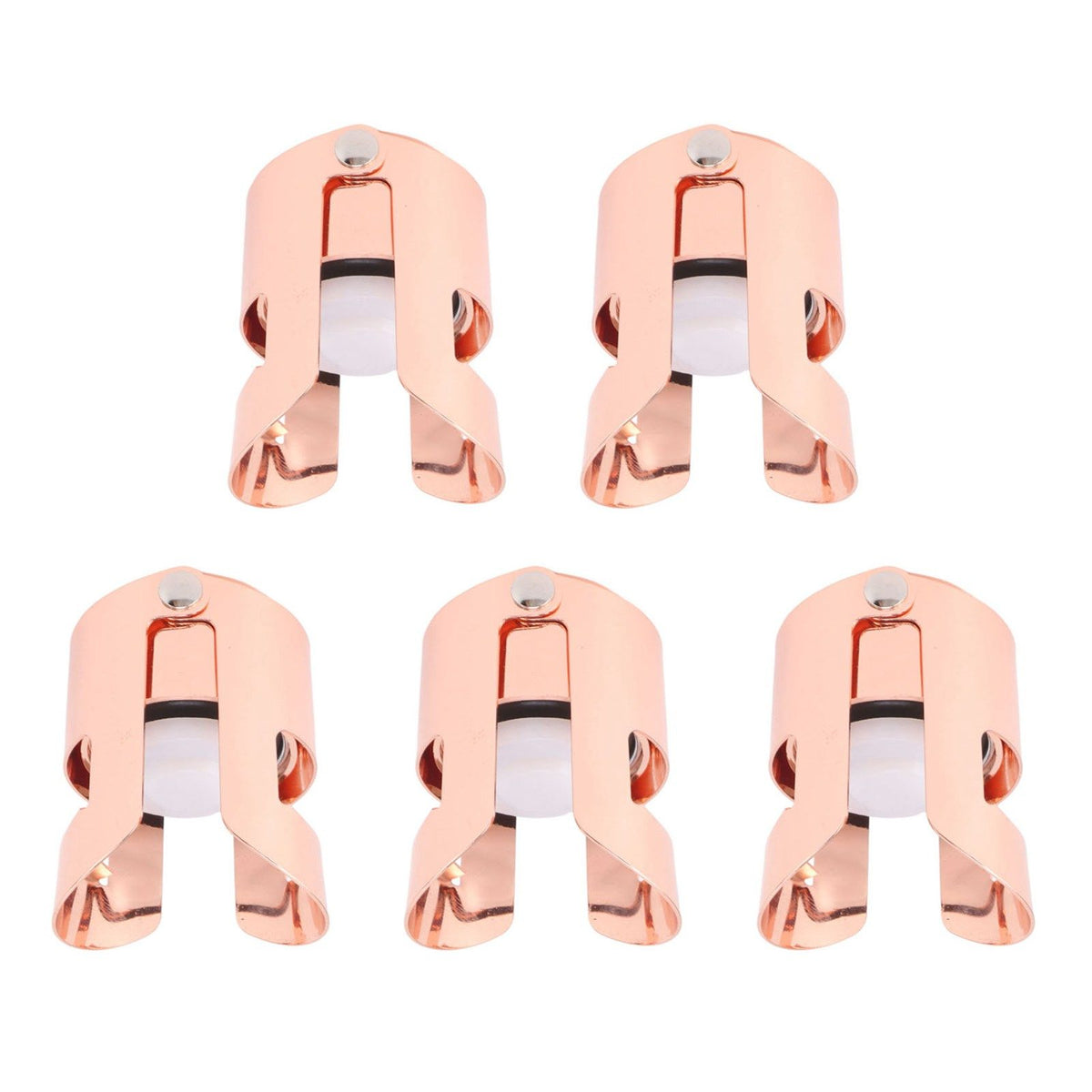 5Pcs Champagne Bottle Stopper Stainless Steel Champagne Sealer Plug Reusable Wine Saver for Wine Bottles Sparkling Bottles Rose Gold