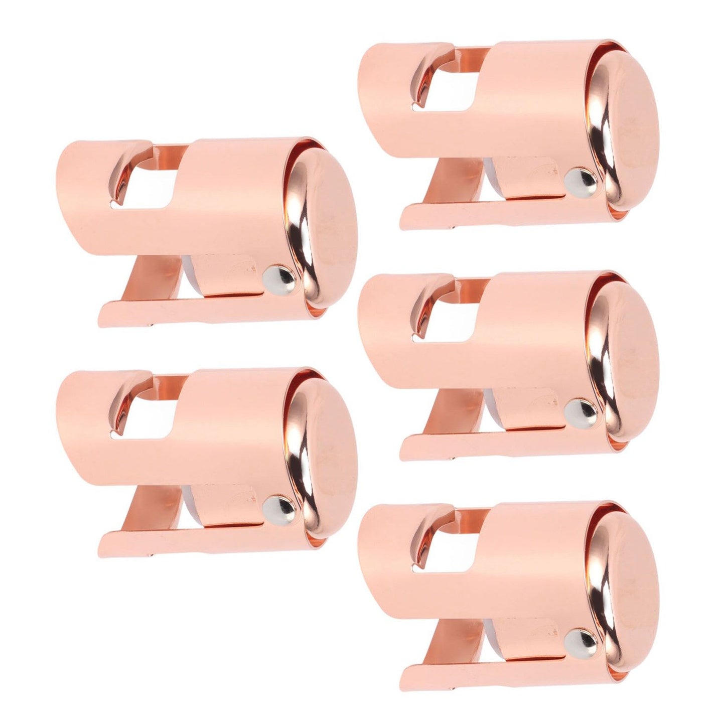 5Pcs Champagne Bottle Stopper Stainless Steel Champagne Sealer Plug Reusable Wine Saver for Wine Bottles Sparkling Bottles Rose Gold