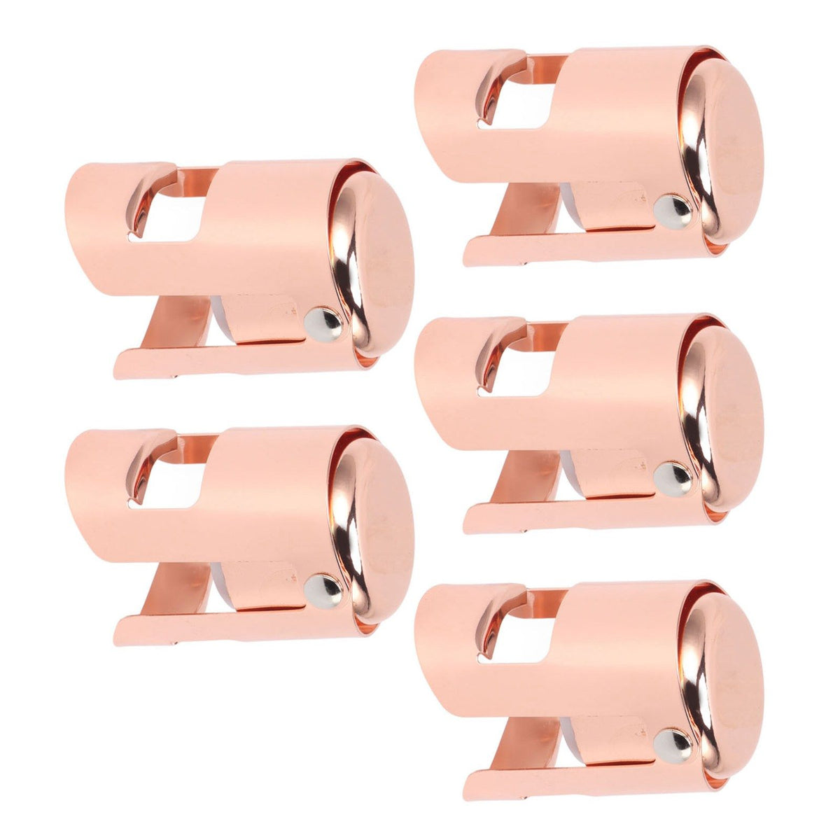 5Pcs Champagne Bottle Stopper Stainless Steel Champagne Sealer Plug Reusable Wine Saver for Wine Bottles Sparkling Bottles Rose Gold