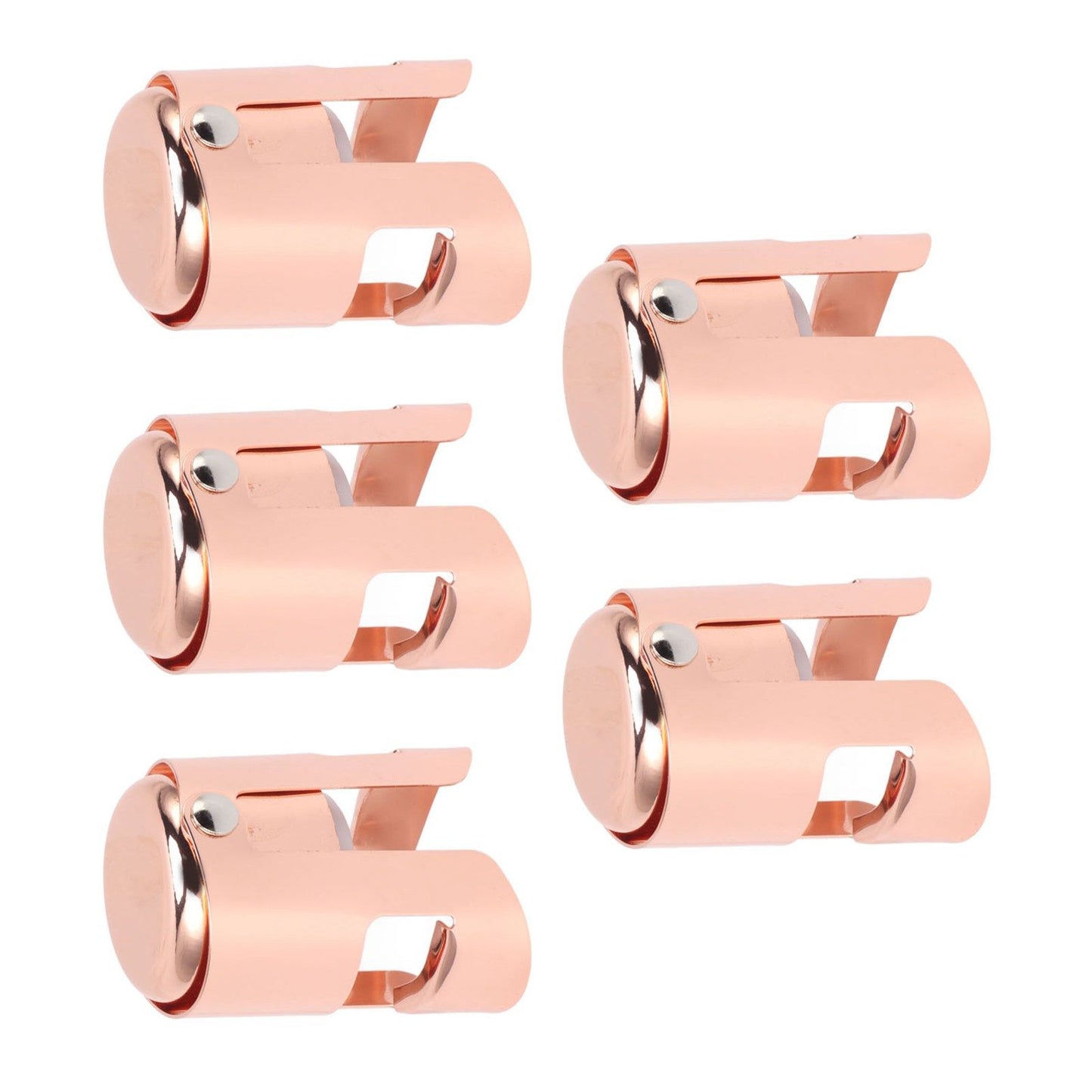 5Pcs Champagne Bottle Stopper Stainless Steel Champagne Sealer Plug Reusable Wine Saver for Wine Bottles Sparkling Bottles Rose Gold
