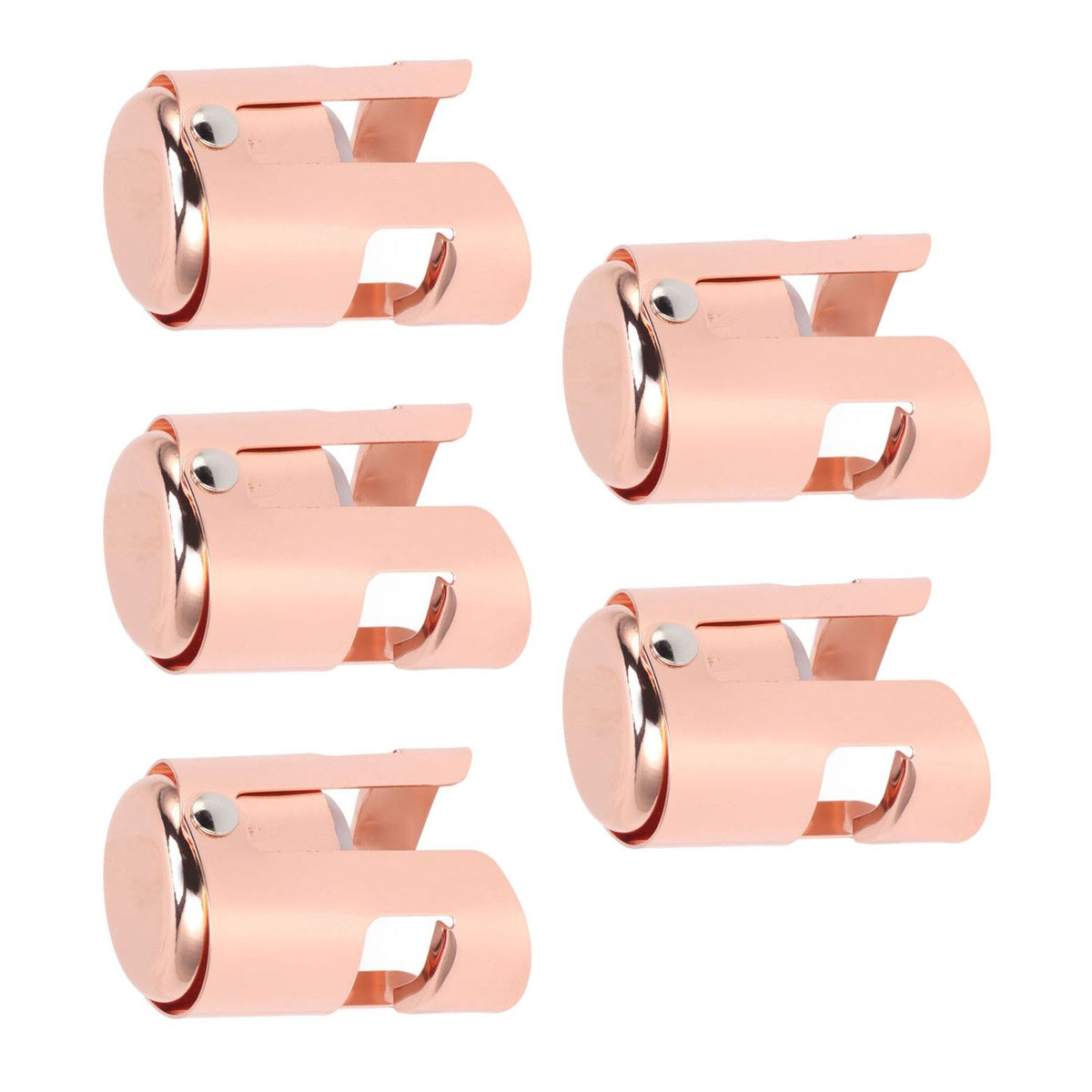 5Pcs Champagne Bottle Stopper Stainless Steel Champagne Sealer Plug Reusable Wine Saver for Wine Bottles Sparkling Bottles Rose Gold