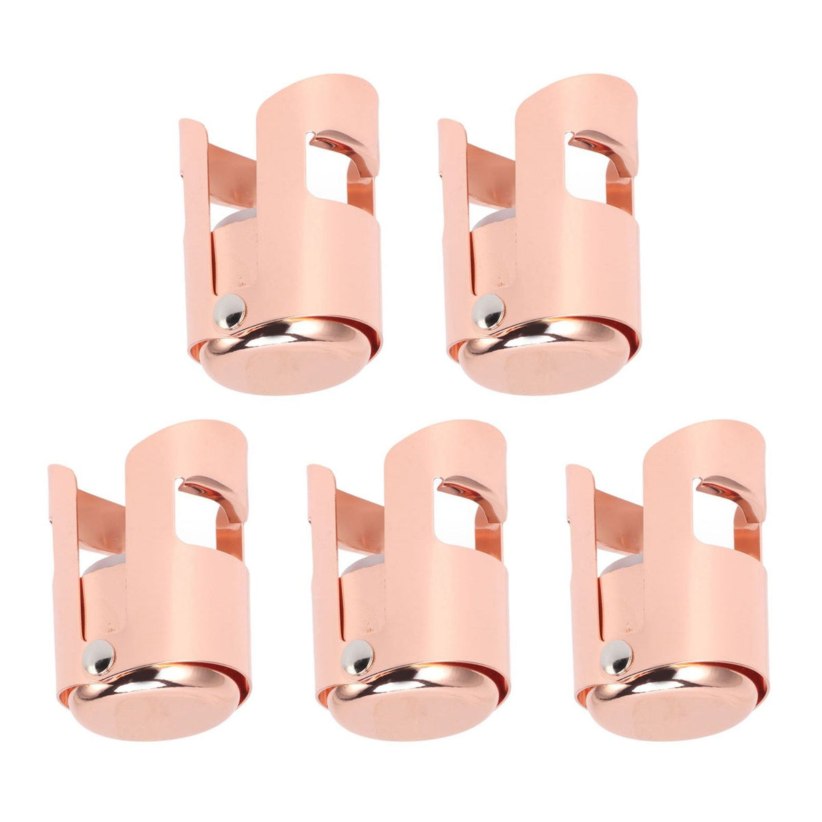 5Pcs Champagne Bottle Stopper Stainless Steel Champagne Sealer Plug Reusable Wine Saver for Wine Bottles Sparkling Bottles Rose Gold