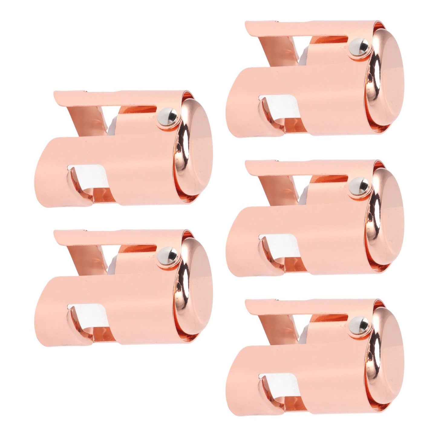 5Pcs Champagne Bottle Stopper Stainless Steel Champagne Sealer Plug Reusable Wine Saver for Wine Bottles Sparkling Bottles Rose Gold