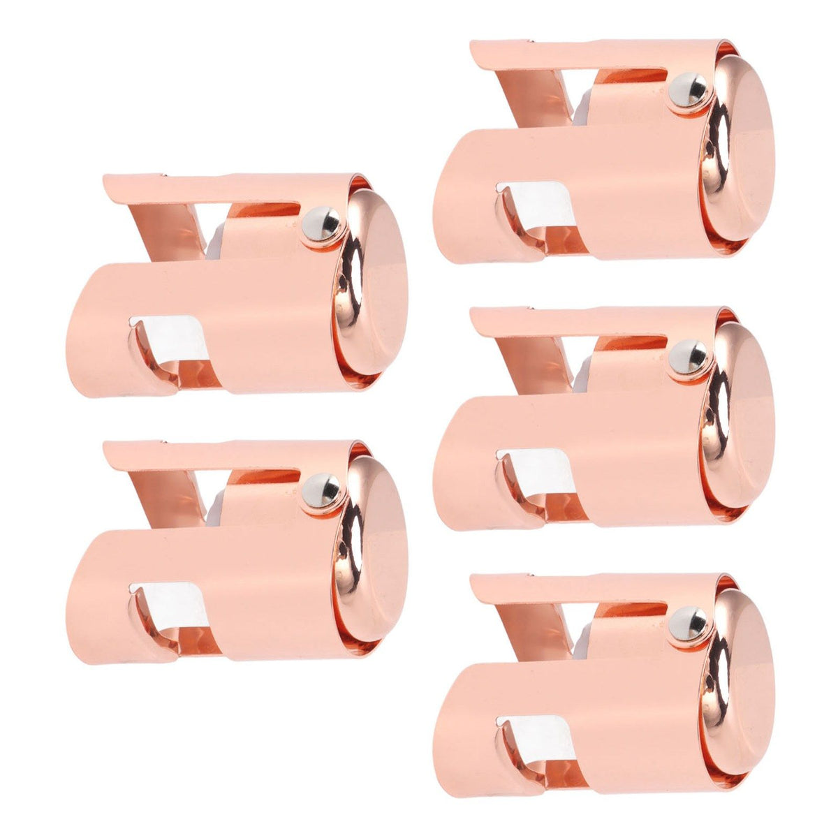 5Pcs Champagne Bottle Stopper Stainless Steel Champagne Sealer Plug Reusable Wine Saver for Wine Bottles Sparkling Bottles Rose Gold