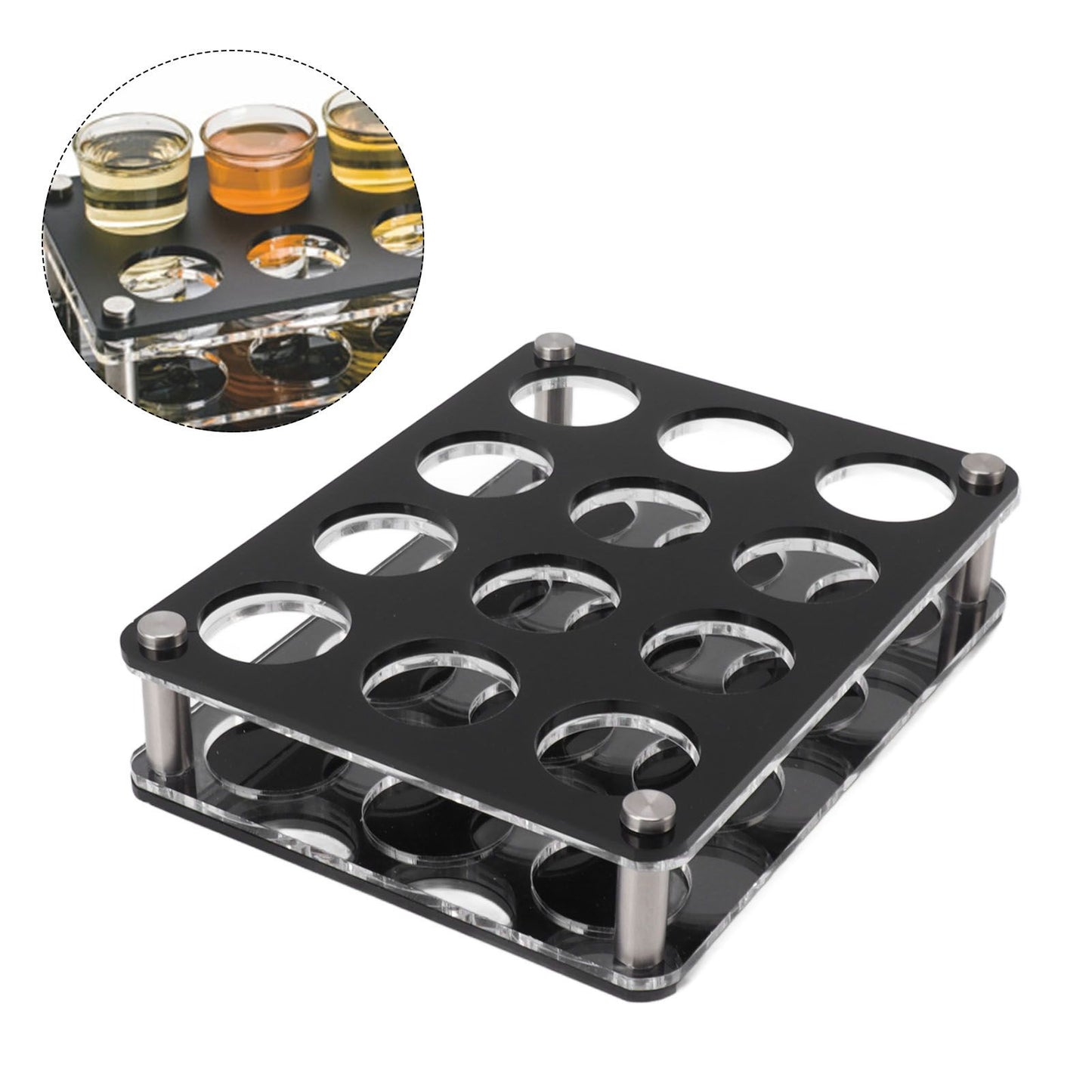 Wine Bottle Display Holder Acrylic Impact Resistant Decorative Wine Bottle Rack for Home Bar 3X4 12 Head Combination Cup Holder