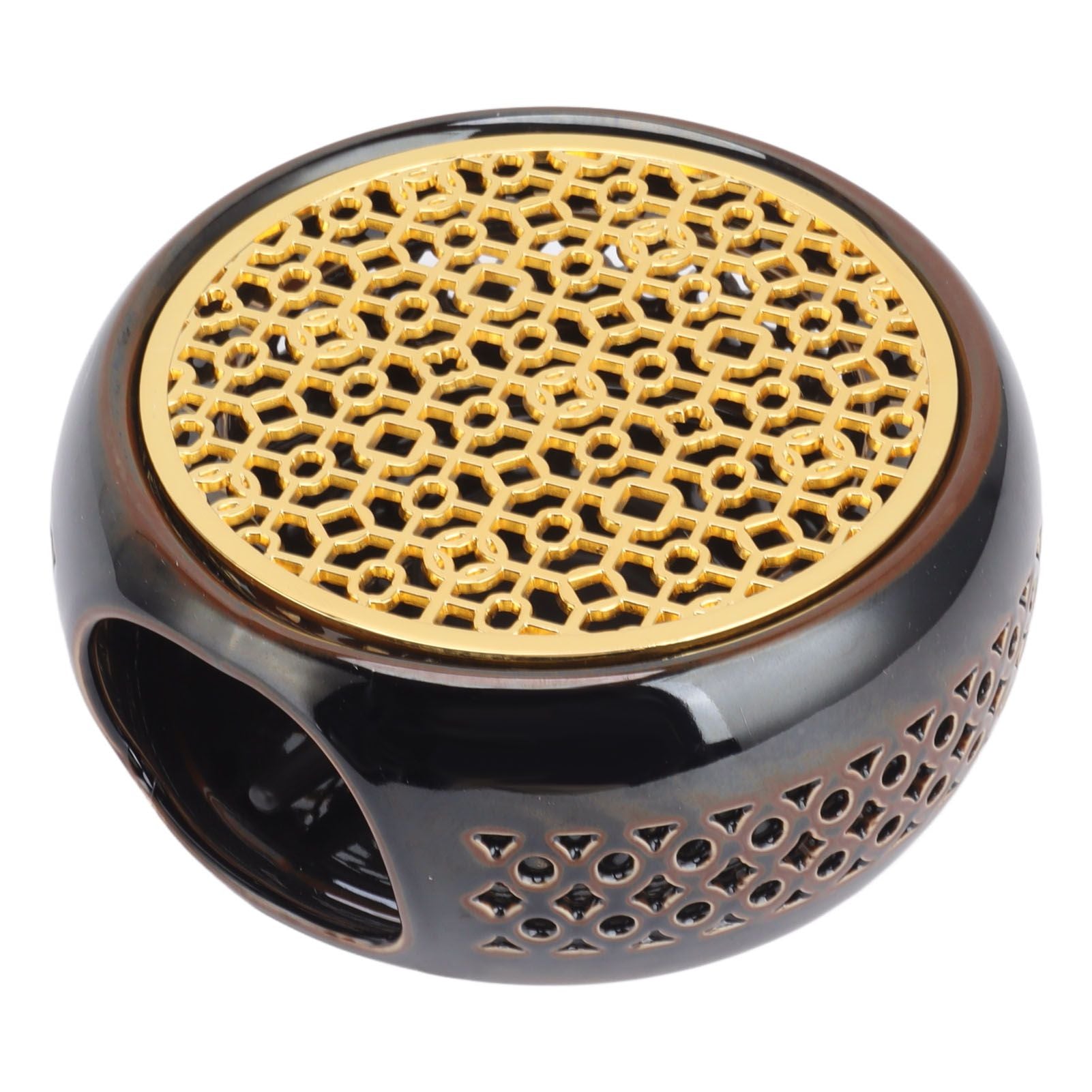 Bronze Brown Tea Light Teapot Warmer Hollow Concave Looking Ceramic Tea Tealight Coffee Heater