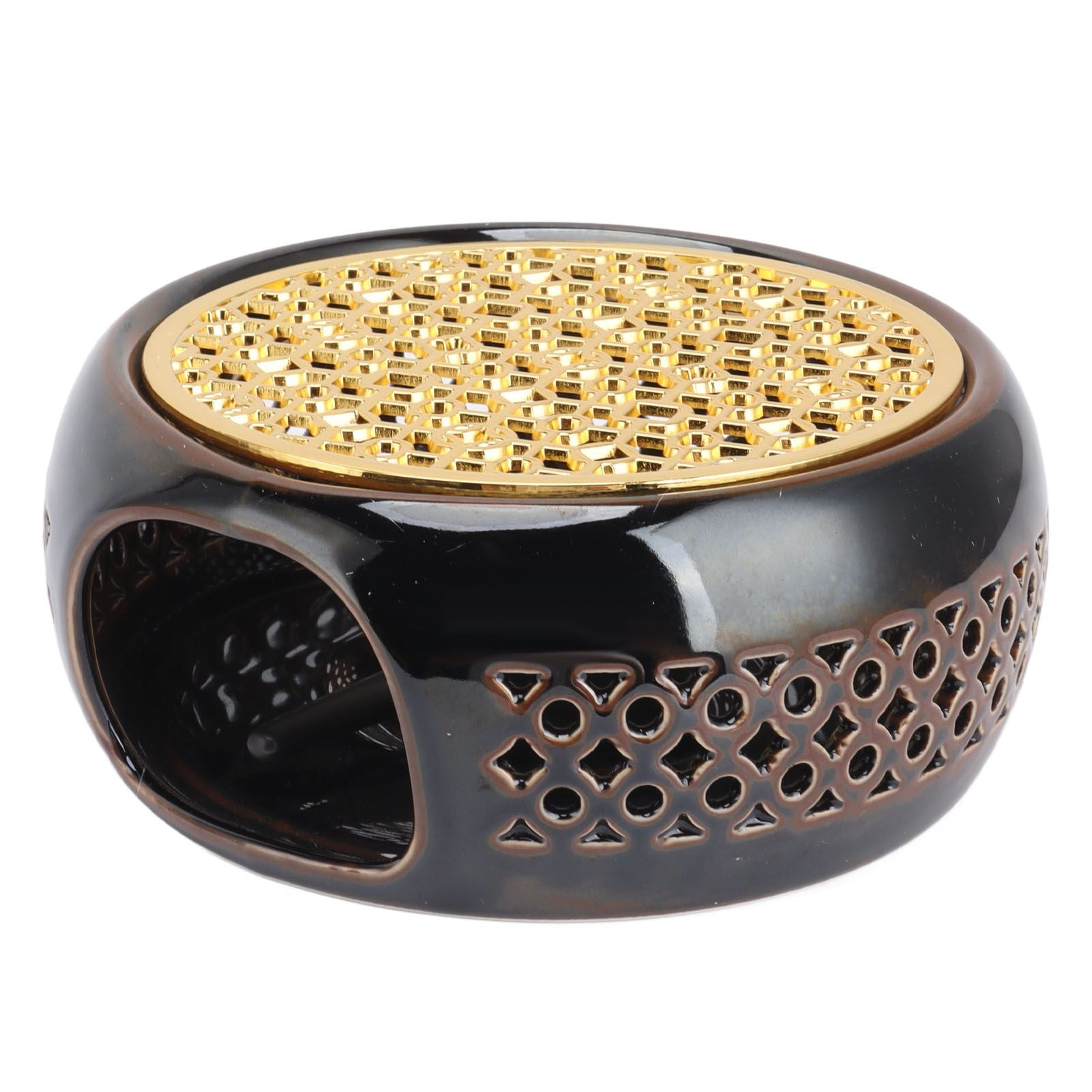 Bronze Brown Tea Light Teapot Warmer Hollow Concave Looking Ceramic Tea Tealight Coffee Heater