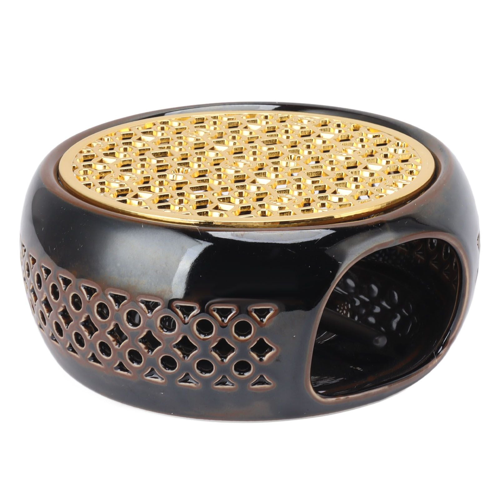 Bronze Brown Tea Light Teapot Warmer Hollow Concave Looking Ceramic Tea Tealight Coffee Heater