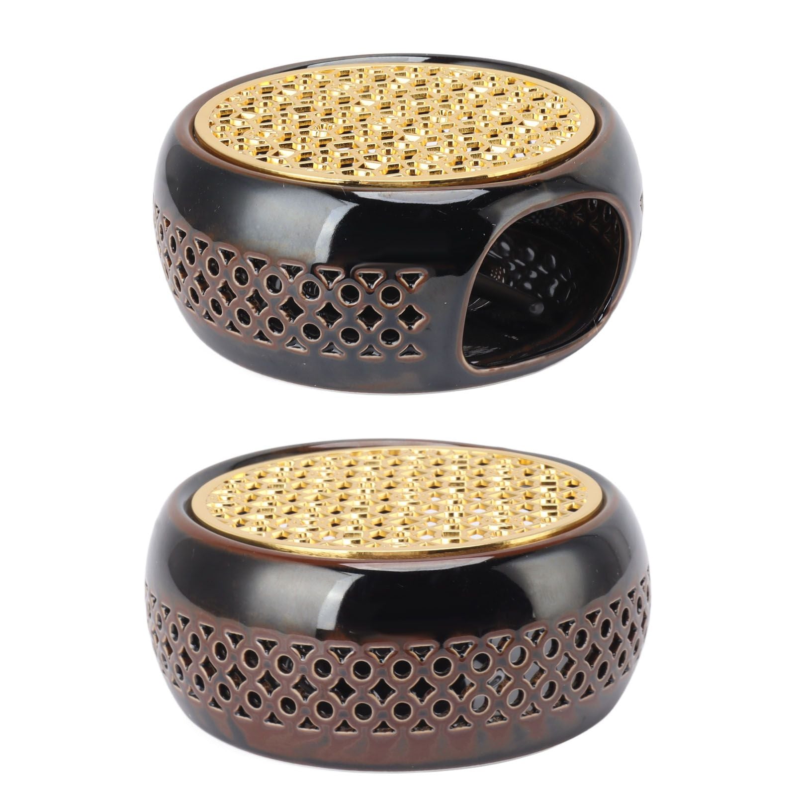 Bronze Brown Tea Light Teapot Warmer Hollow Concave Looking Ceramic Tea Tealight Coffee Heater