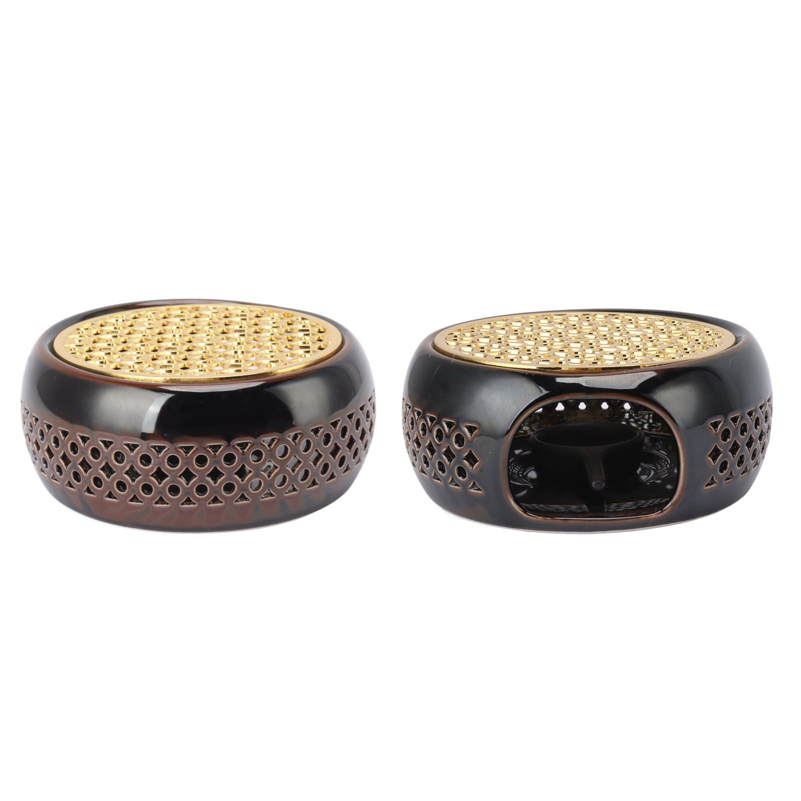 Bronze Brown Tea Light Teapot Warmer Hollow Concave Looking Ceramic Tea Tealight Coffee Heater
