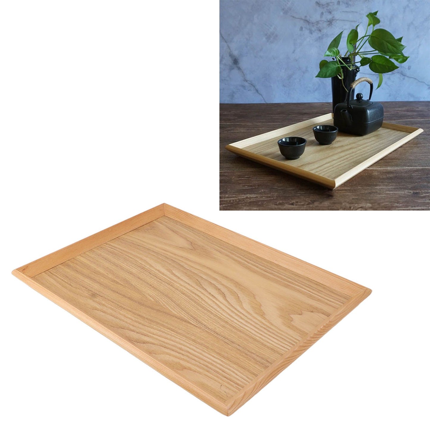 Rectangle Wood Tray Multifunctional Serving Tray for Fruit Food Pizza Gathering Outdoor 36.5 X 27cm