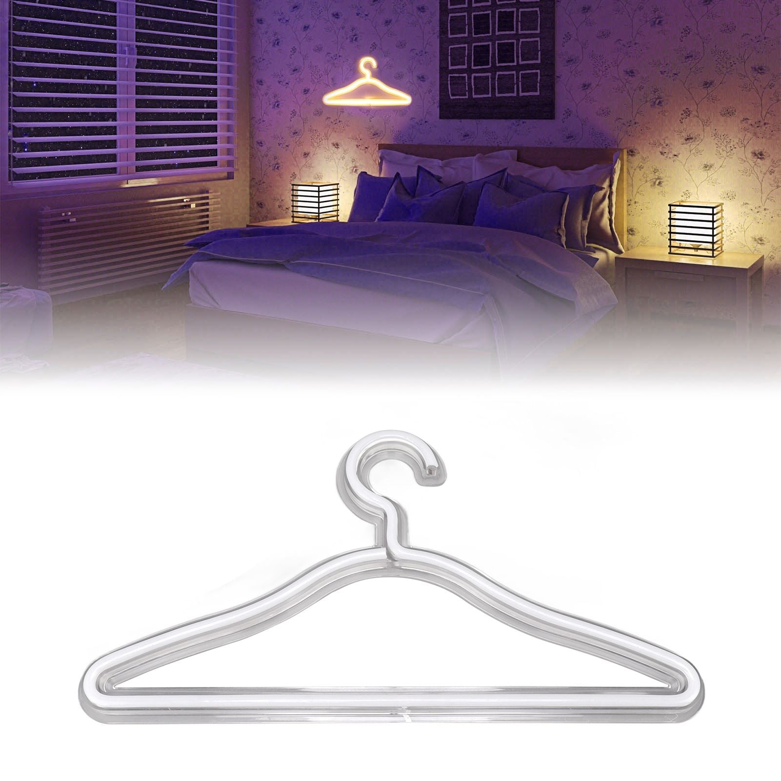 Coat Hanger LED Neon Sign Decorative Wall Hanging Sign for Room Bedroom Store Holiday Wall Decoration