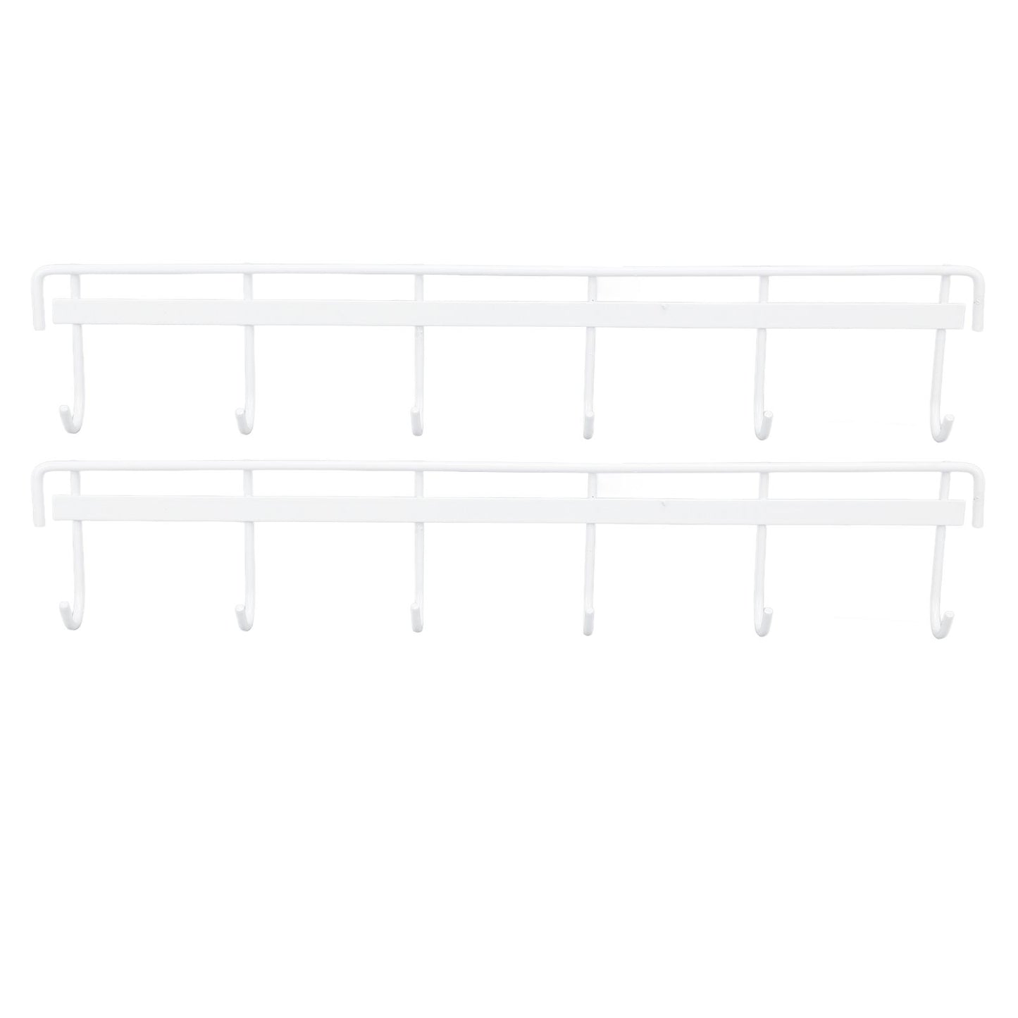 2pcs Wall Mounted Coat Rack Stainless Steel Wall Hanging Coat Hook Rail with 6 Hooks for Clothes Towel Hat 6 Hooks 2 White