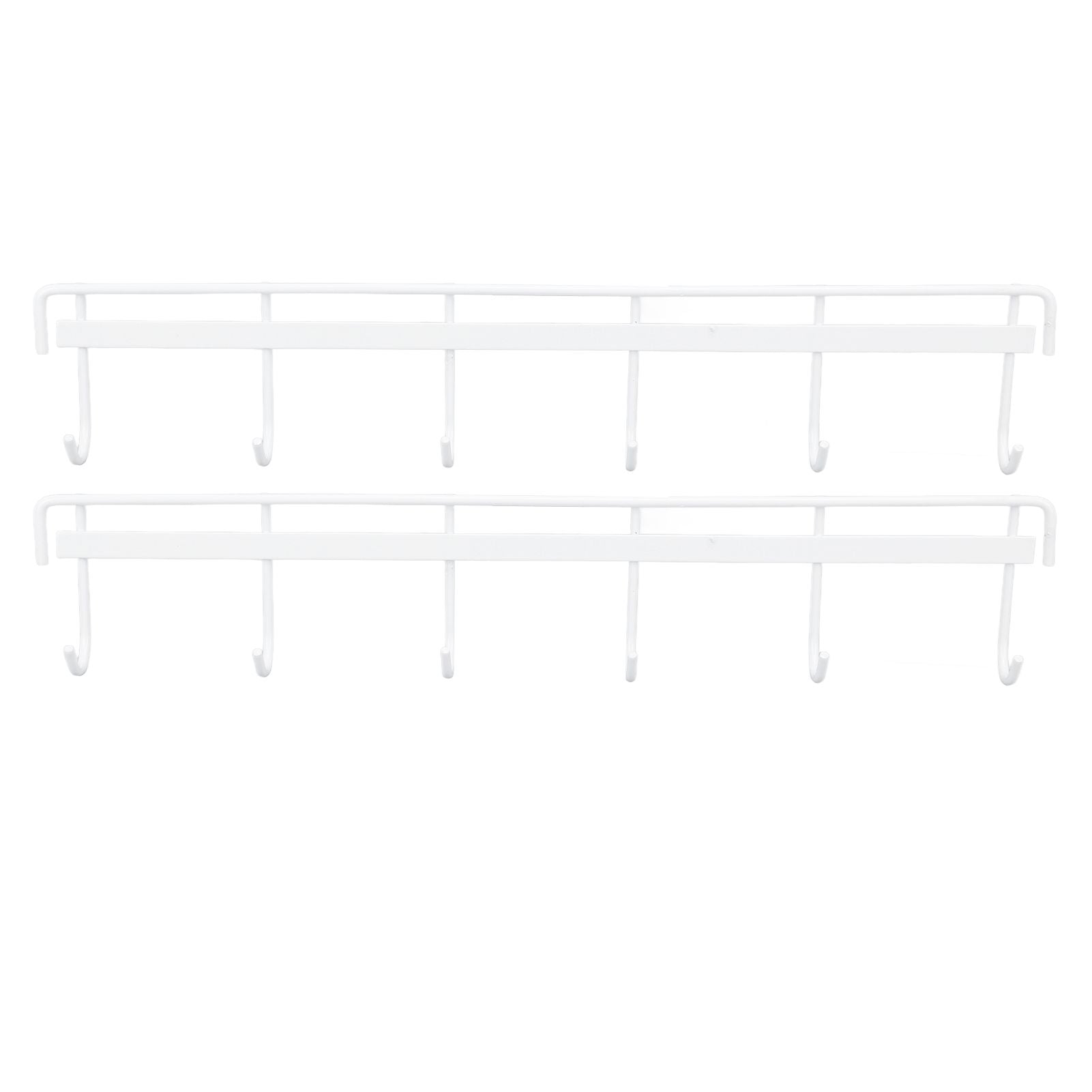 2pcs Wall Mounted Coat Rack Stainless Steel Wall Hanging Coat Hook Rail with 6 Hooks for Clothes Towel Hat 6 Hooks 2 White