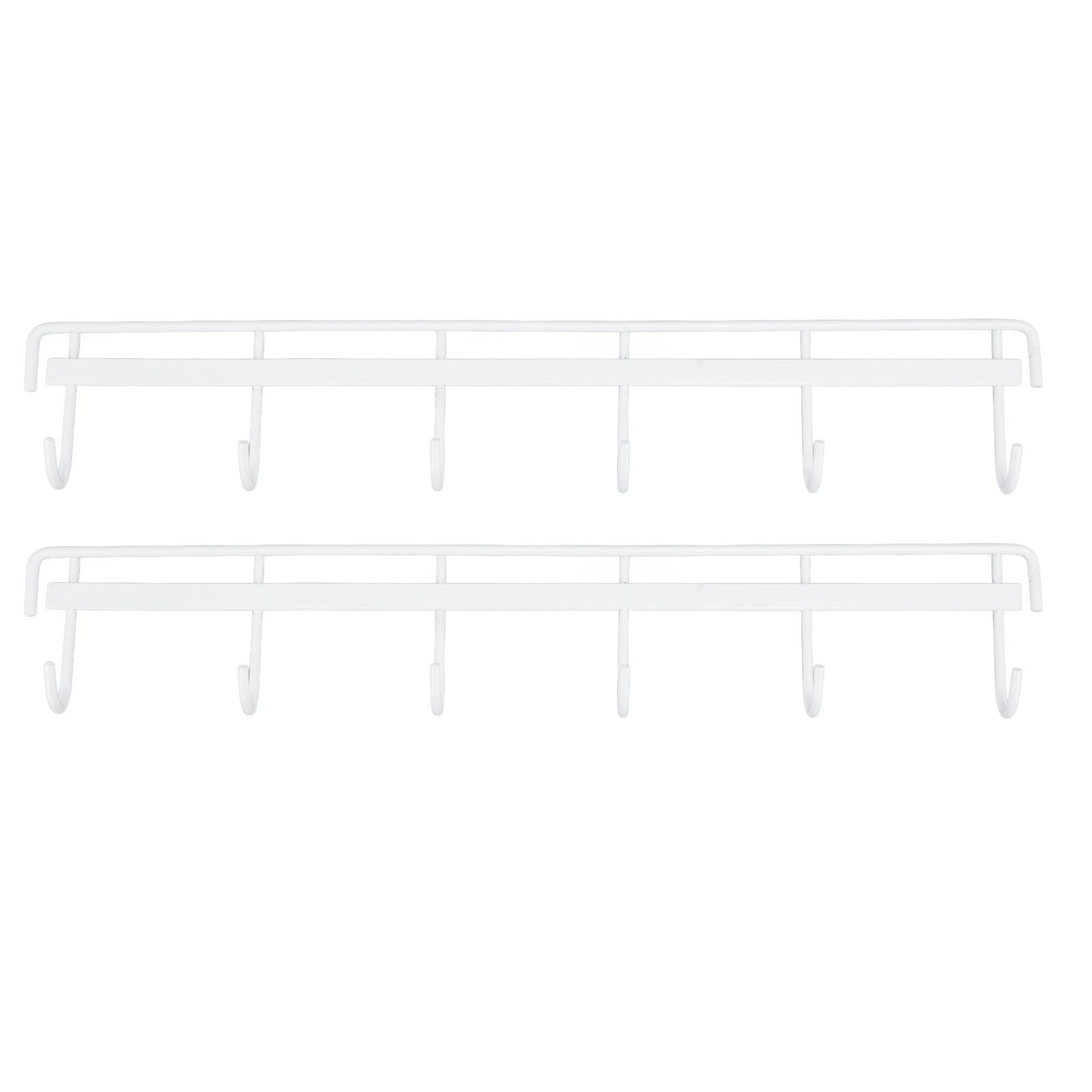 2pcs Wall Mounted Coat Rack Stainless Steel Wall Hanging Coat Hook Rail with 6 Hooks for Clothes Towel Hat 6 Hooks 2 White