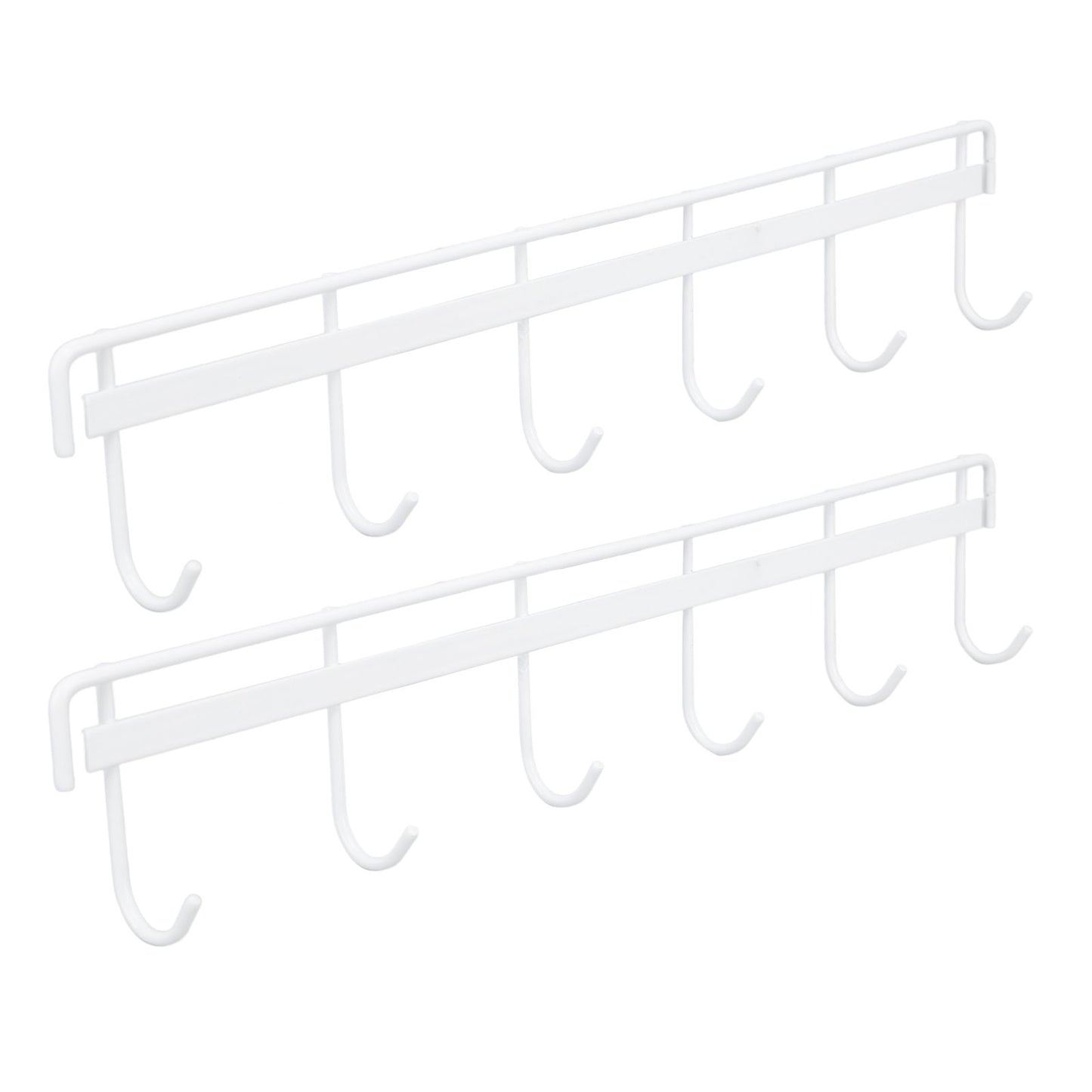 2pcs Wall Mounted Coat Rack Stainless Steel Wall Hanging Coat Hook Rail with 6 Hooks for Clothes Towel Hat 6 Hooks 2 White