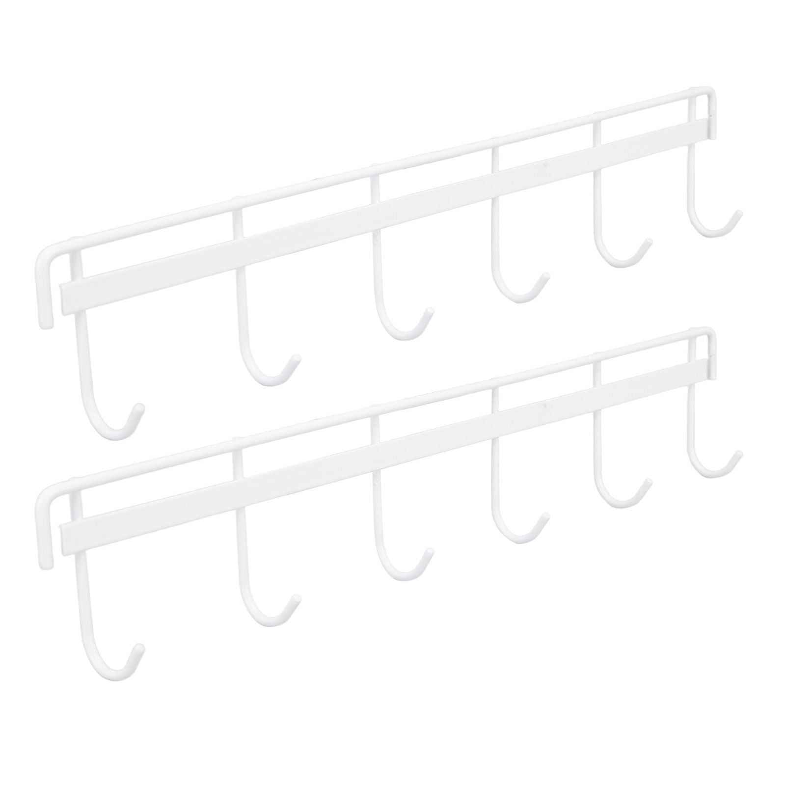 2pcs Wall Mounted Coat Rack Stainless Steel Wall Hanging Coat Hook Rail with 6 Hooks for Clothes Towel Hat 6 Hooks 2 White