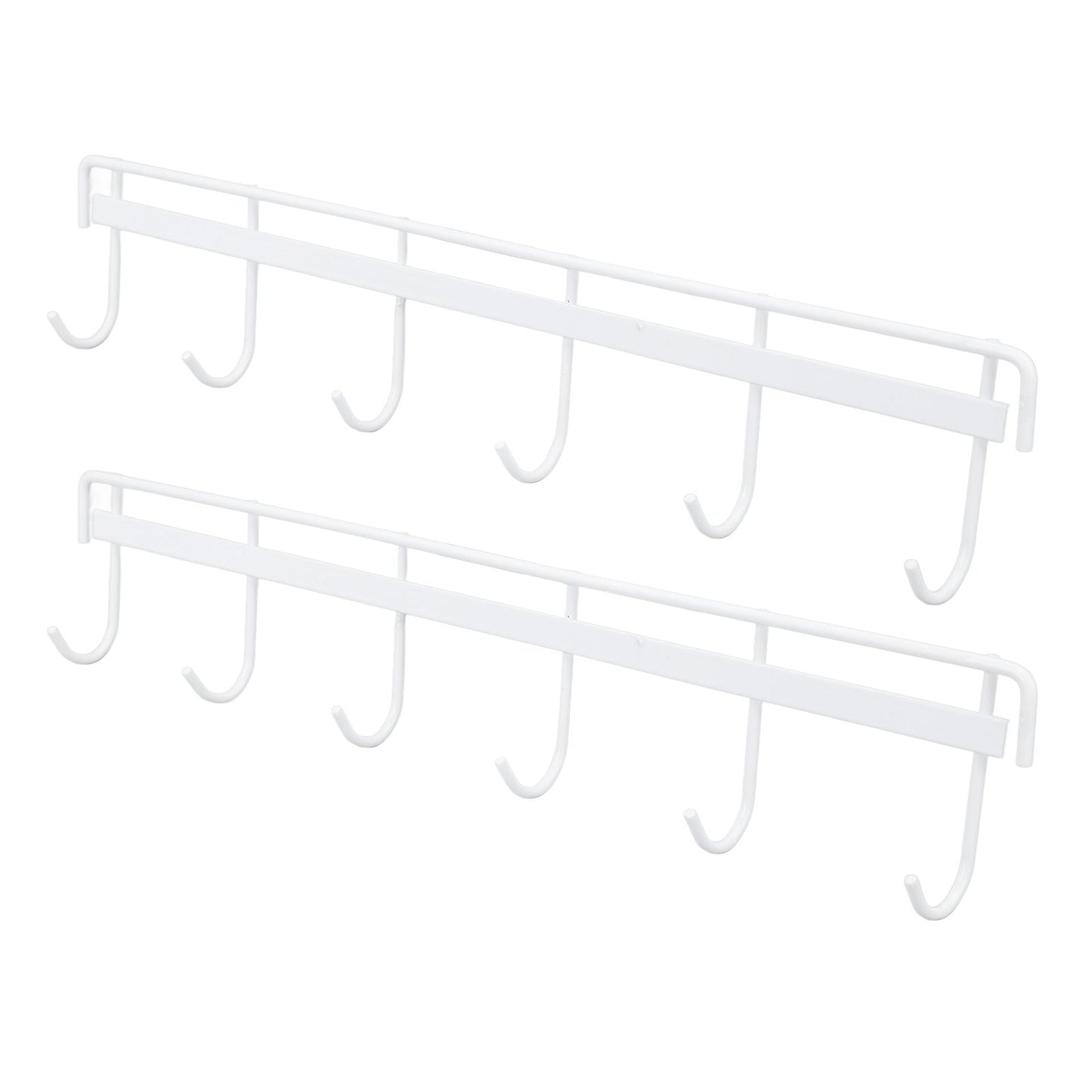 2pcs Wall Mounted Coat Rack Stainless Steel Wall Hanging Coat Hook Rail with 6 Hooks for Clothes Towel Hat 6 Hooks 2 White