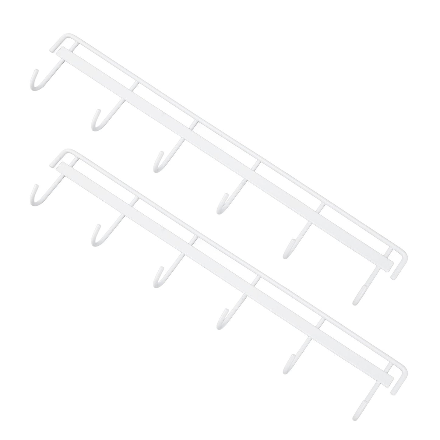 2pcs Wall Mounted Coat Rack Stainless Steel Wall Hanging Coat Hook Rail with 6 Hooks for Clothes Towel Hat 6 Hooks 2 White