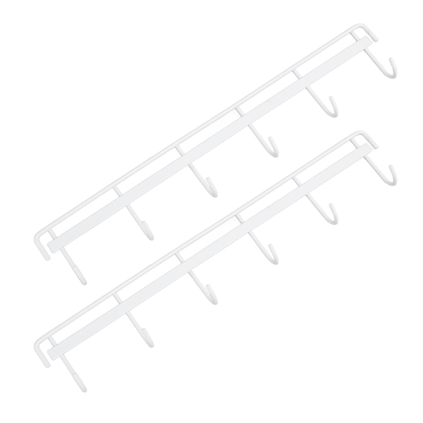 2pcs Wall Mounted Coat Rack Stainless Steel Wall Hanging Coat Hook Rail with 6 Hooks for Clothes Towel Hat 6 Hooks 2 White
