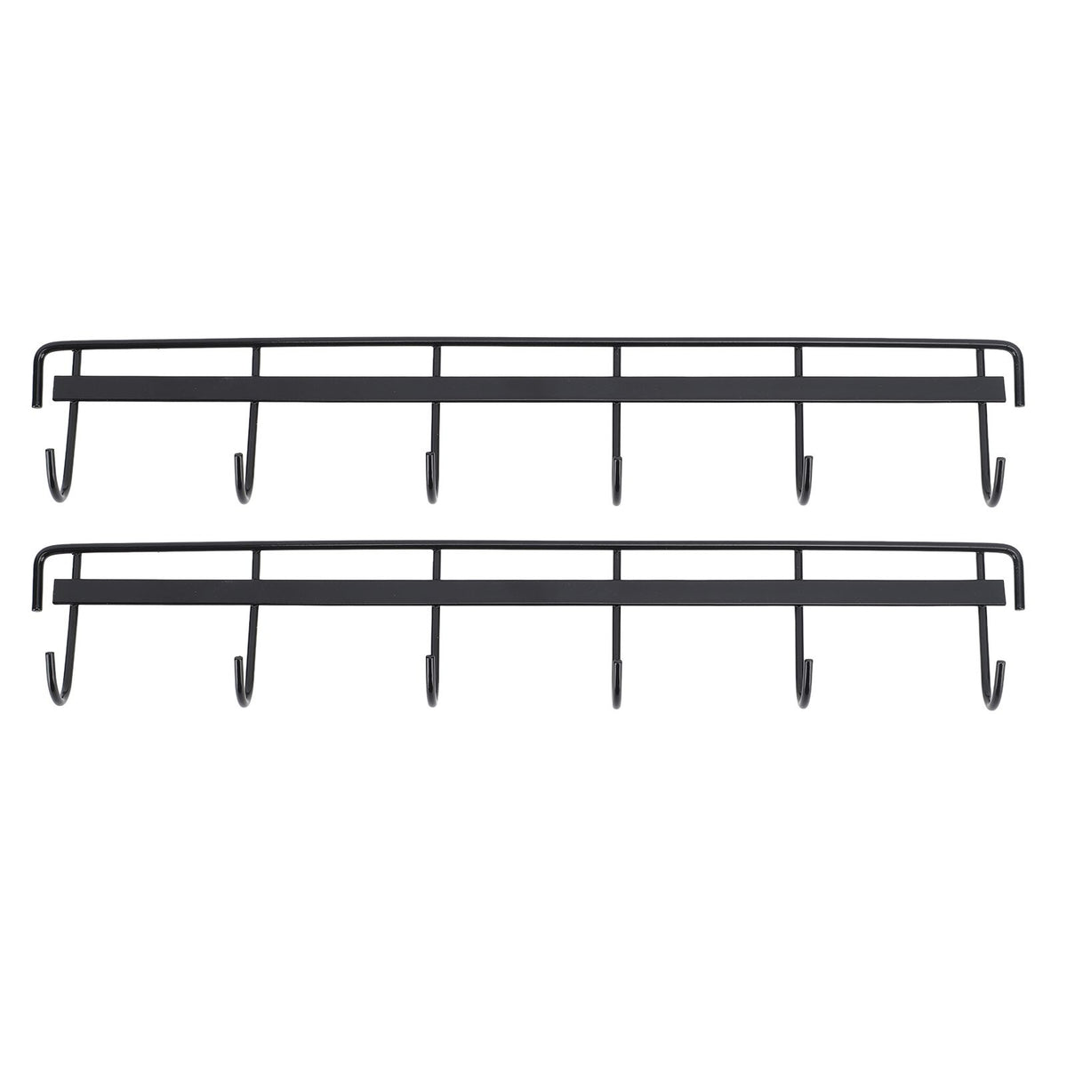 2pcs Wall Mounted Coat Rack Stainless Steel Wall Hanging Coat Hook Rail with 6 Hooks for Clothes Towel Hat 6 Hooks 2 Black