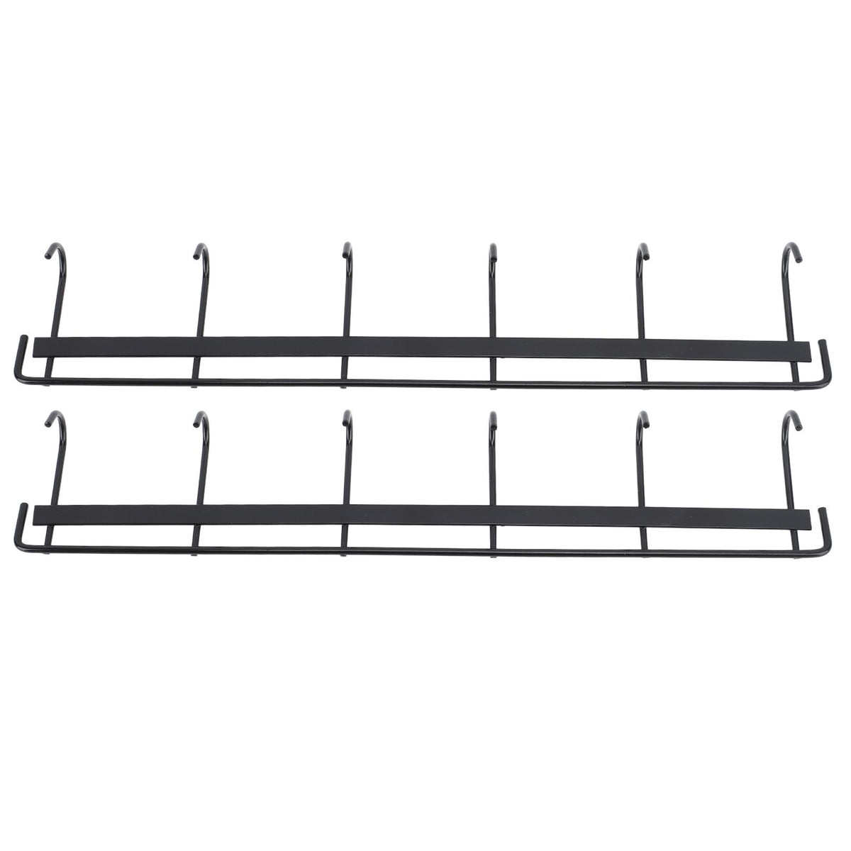 2pcs Wall Mounted Coat Rack Stainless Steel Wall Hanging Coat Hook Rail with 6 Hooks for Clothes Towel Hat 6 Hooks 2 Black