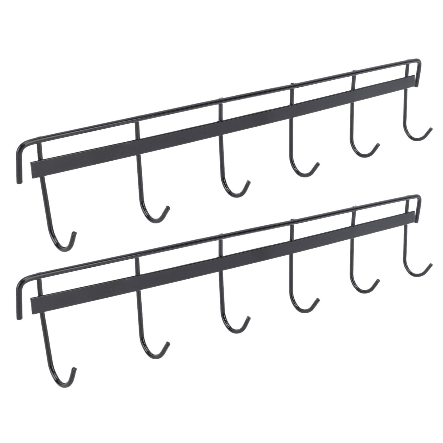 2pcs Wall Mounted Coat Rack Stainless Steel Wall Hanging Coat Hook Rail with 6 Hooks for Clothes Towel Hat 6 Hooks 2 Black