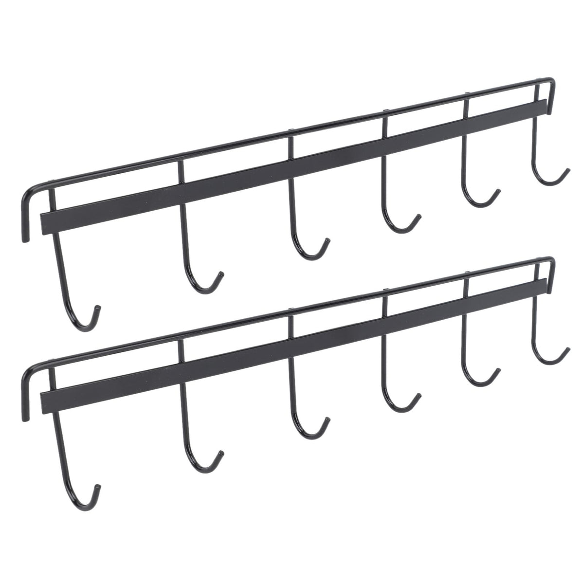 2pcs Wall Mounted Coat Rack Stainless Steel Wall Hanging Coat Hook Rail with 6 Hooks for Clothes Towel Hat 6 Hooks 2 Black