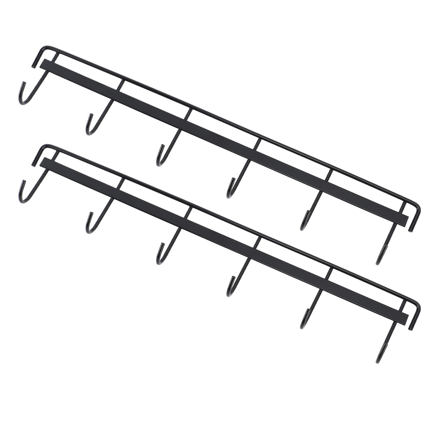 2pcs Wall Mounted Coat Rack Stainless Steel Wall Hanging Coat Hook Rail with 6 Hooks for Clothes Towel Hat 6 Hooks 2 Black