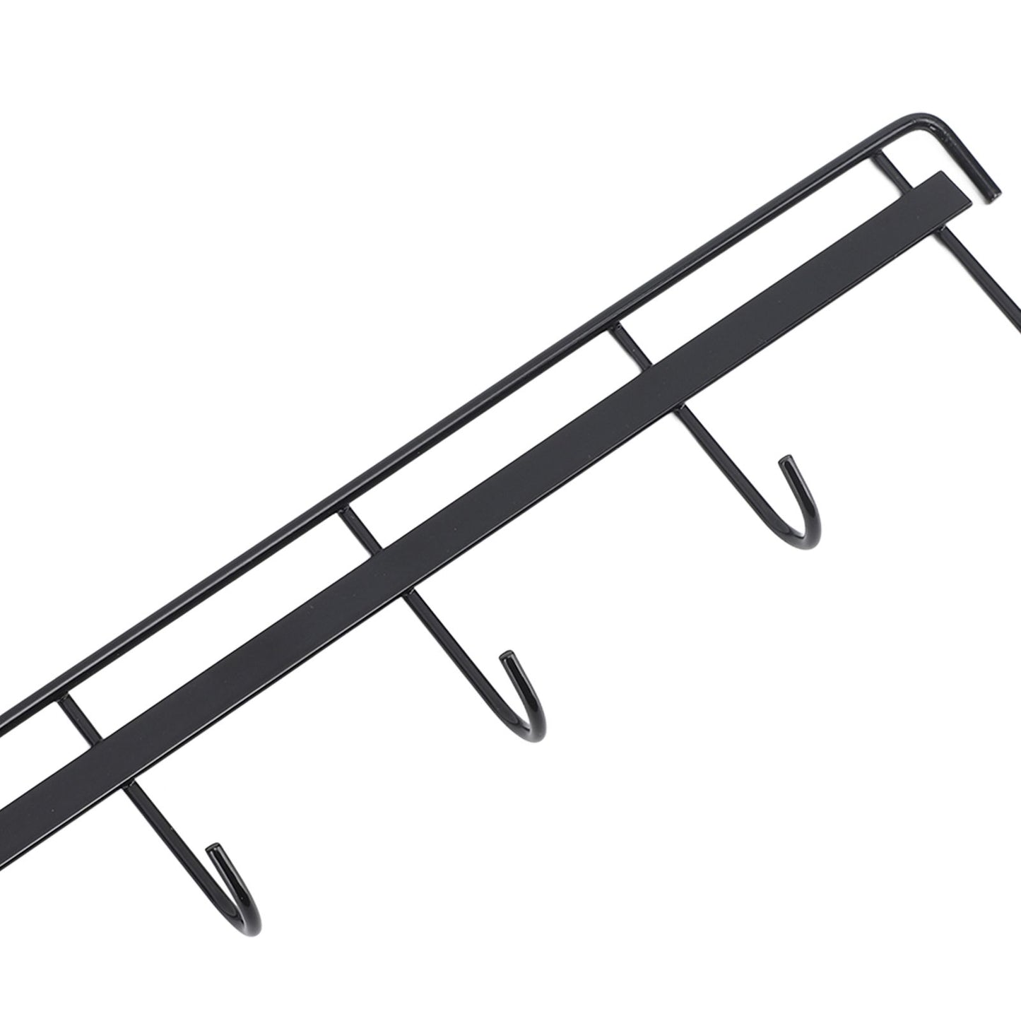 2pcs Wall Mounted Coat Rack Stainless Steel Wall Hanging Coat Hook Rail with 6 Hooks for Clothes Towel Hat 6 Hooks 2 Black