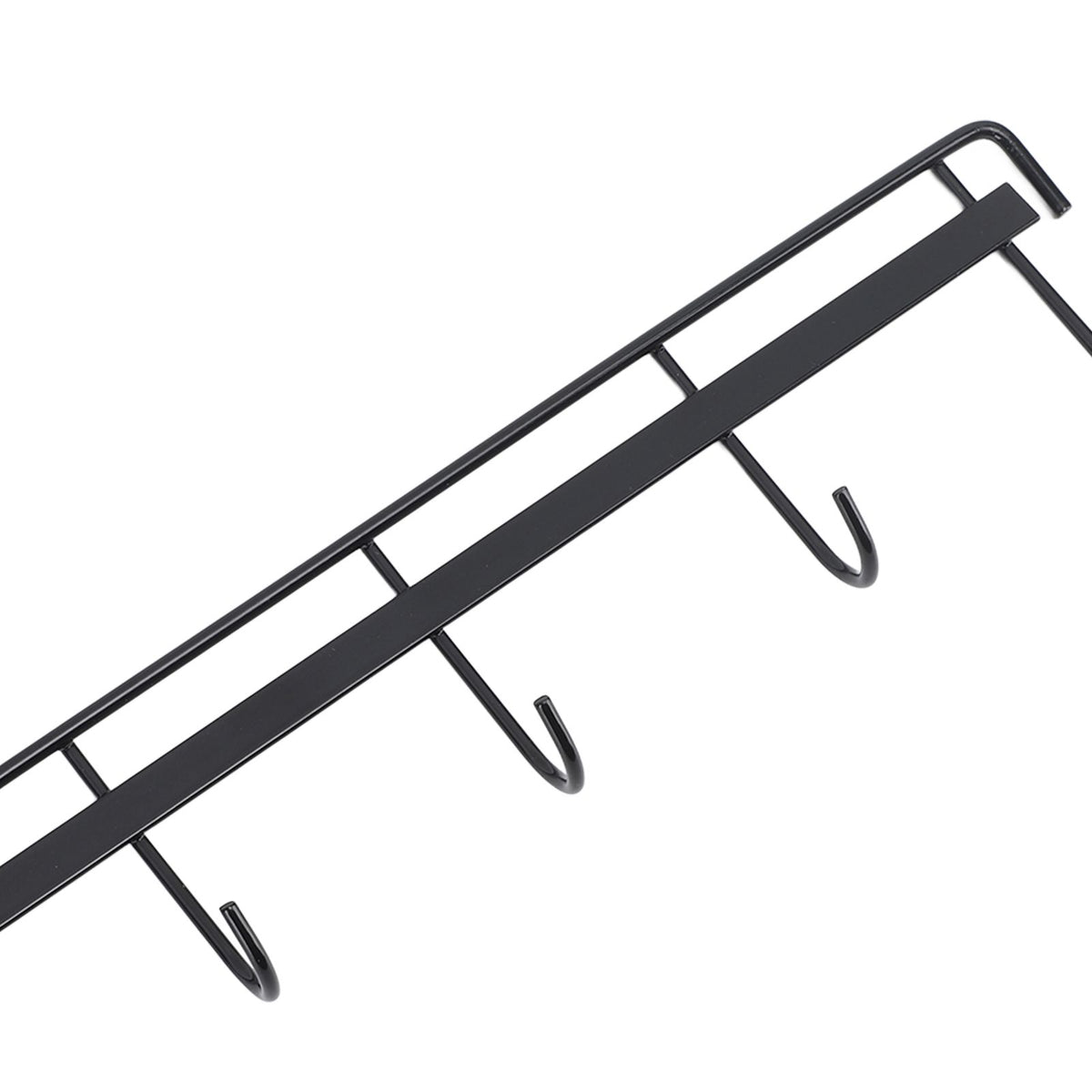 2pcs Wall Mounted Coat Rack Stainless Steel Wall Hanging Coat Hook Rail with 6 Hooks for Clothes Towel Hat 6 Hooks 2 Black