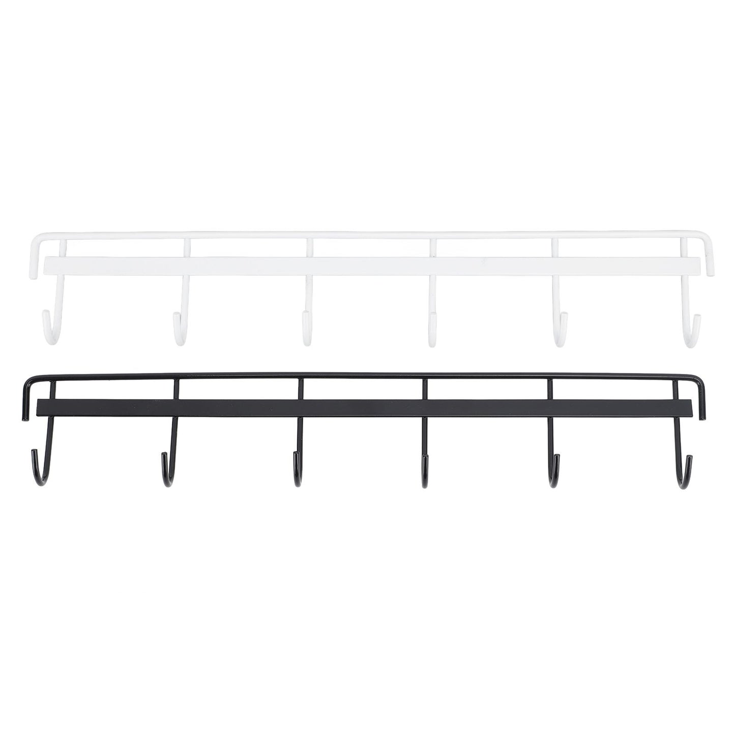 2pcs Wall Mounted Coat Rack Stainless Steel Wall Hanging Coat Hook Rail with 6 Hooks for Clothes Towel Hat 6 Hooks 1 Black 1 White