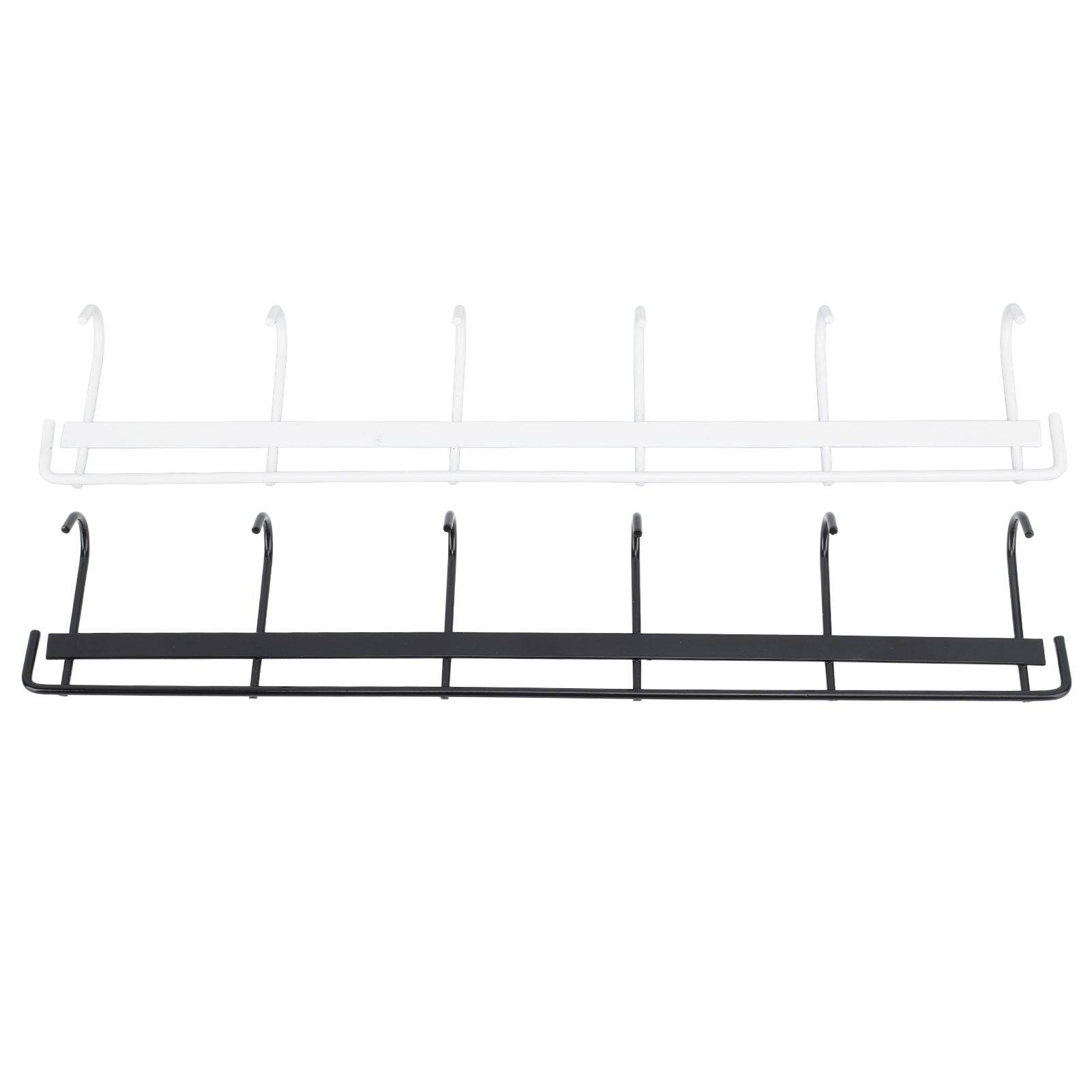 2pcs Wall Mounted Coat Rack Stainless Steel Wall Hanging Coat Hook Rail with 6 Hooks for Clothes Towel Hat 6 Hooks 1 Black 1 White