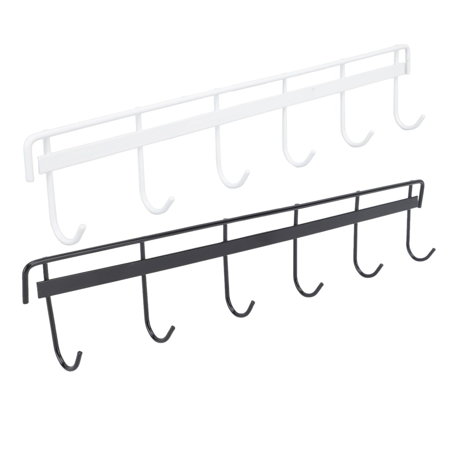 2pcs Wall Mounted Coat Rack Stainless Steel Wall Hanging Coat Hook Rail with 6 Hooks for Clothes Towel Hat 6 Hooks 1 Black 1 White