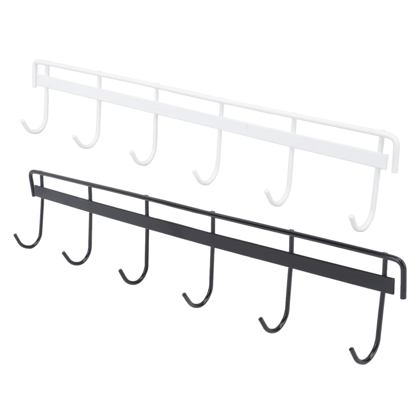 2pcs Wall Mounted Coat Rack Stainless Steel Wall Hanging Coat Hook Rail with 6 Hooks for Clothes Towel Hat 6 Hooks 1 Black 1 White