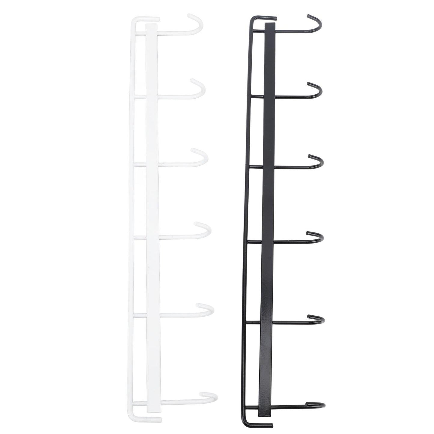 2pcs Wall Mounted Coat Rack Stainless Steel Wall Hanging Coat Hook Rail with 6 Hooks for Clothes Towel Hat 6 Hooks 1 Black 1 White