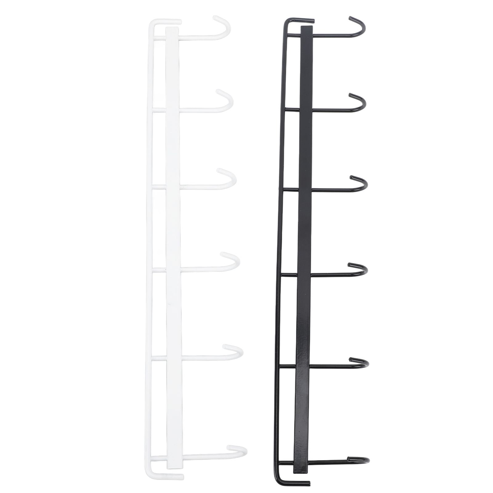 2pcs Wall Mounted Coat Rack Stainless Steel Wall Hanging Coat Hook Rail with 6 Hooks for Clothes Towel Hat 6 Hooks 1 Black 1 White
