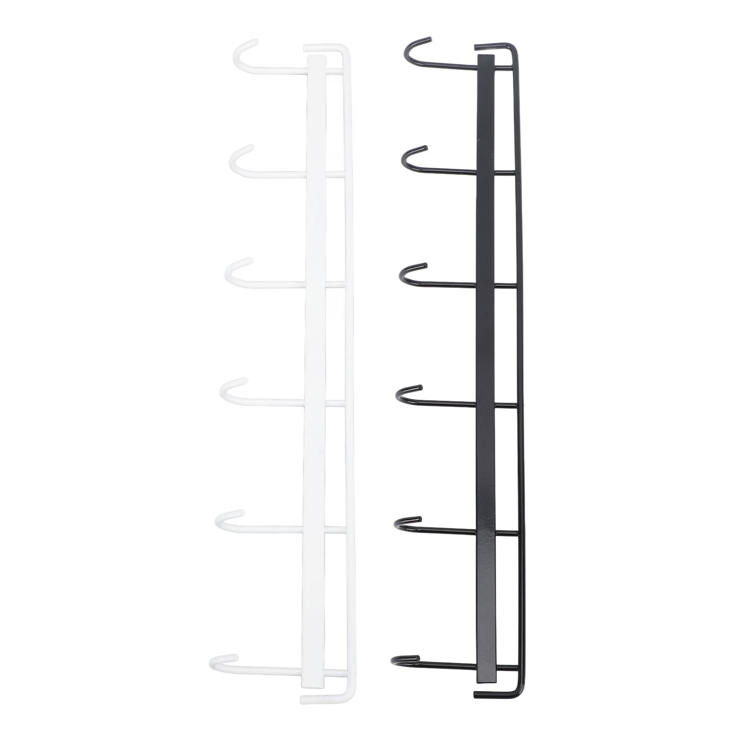 2pcs Wall Mounted Coat Rack Stainless Steel Wall Hanging Coat Hook Rail with 6 Hooks for Clothes Towel Hat 6 Hooks 1 Black 1 White
