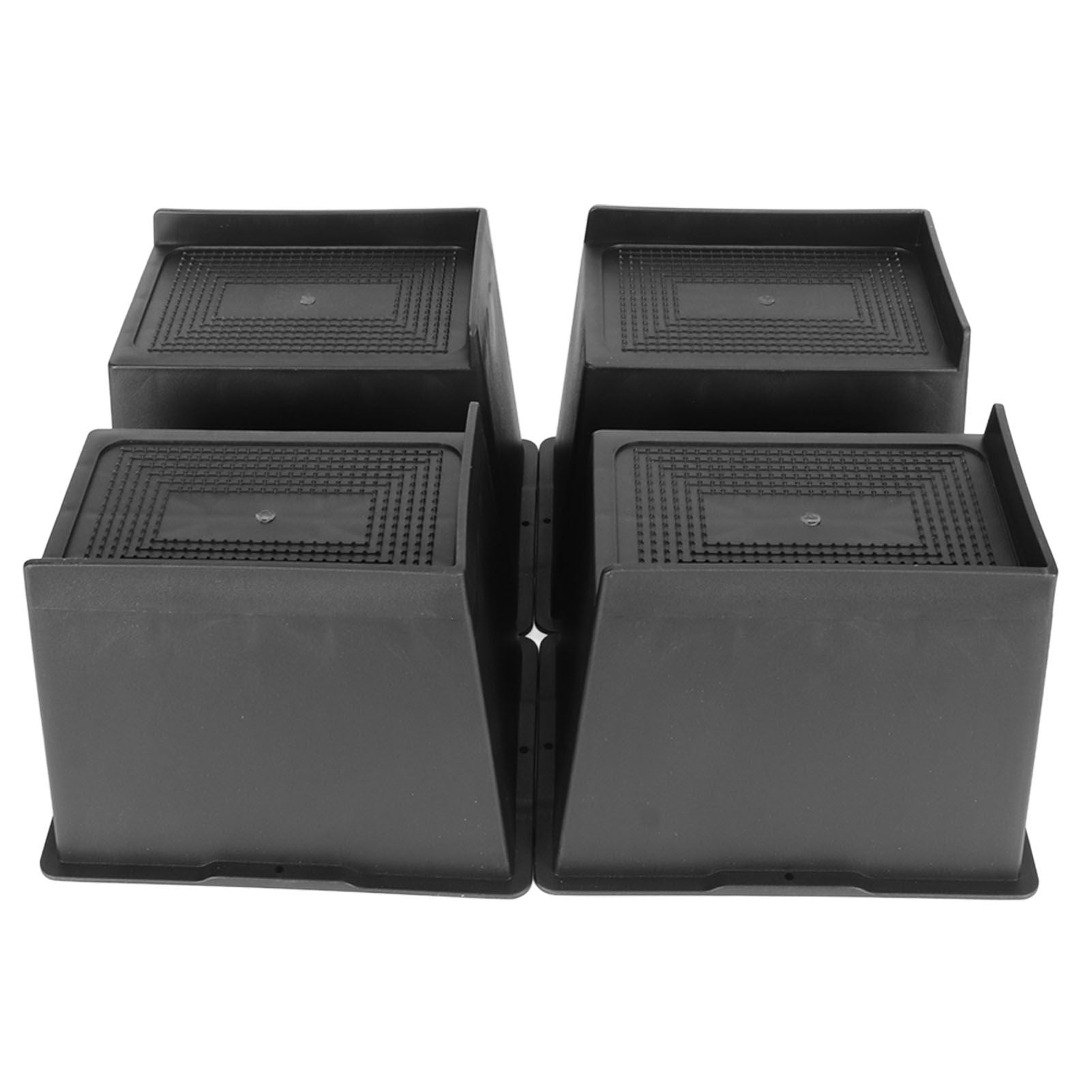 4Pcs Stackable Bed Risers ABS Anti Slip Furniture Risers for Bed Desk Sofa Table Black 6 Inch