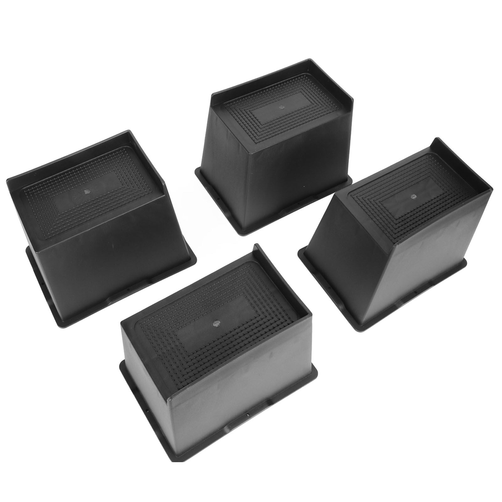 4Pcs Stackable Bed Risers ABS Anti Slip Furniture Risers for Bed Desk Sofa Table Black 6 Inch