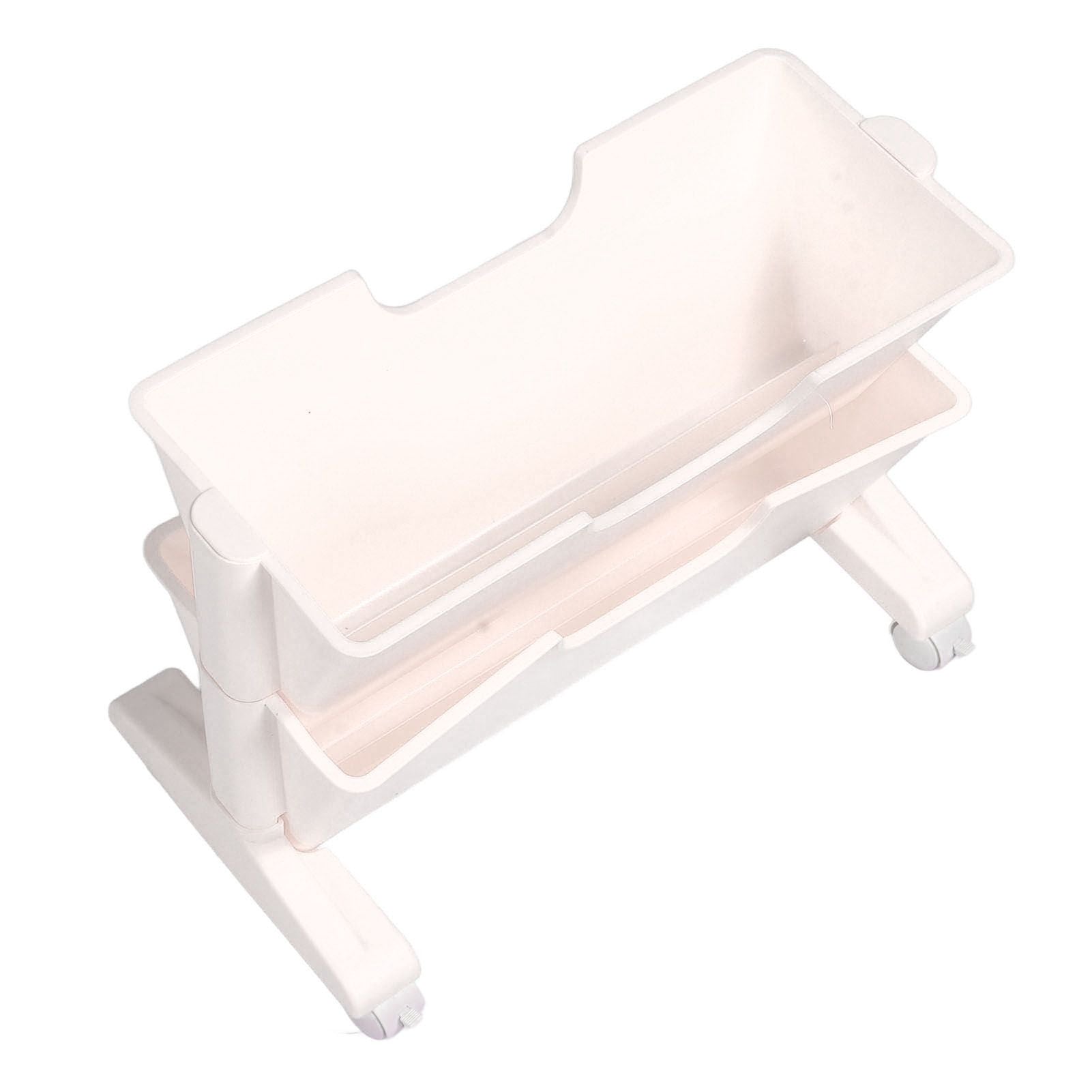 Double Layer Movable Deskside Bookshelf Removable Small Bookcase Dormitory Organize Trolley Shelf White