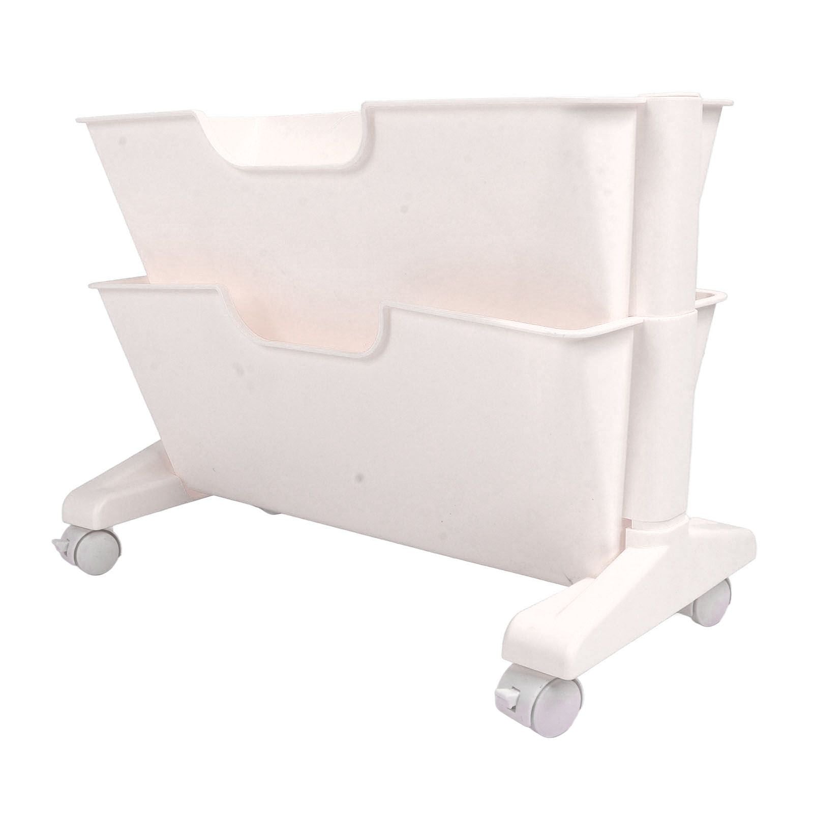 Double Layer Movable Deskside Bookshelf Removable Small Bookcase Dormitory Organize Trolley Shelf White
