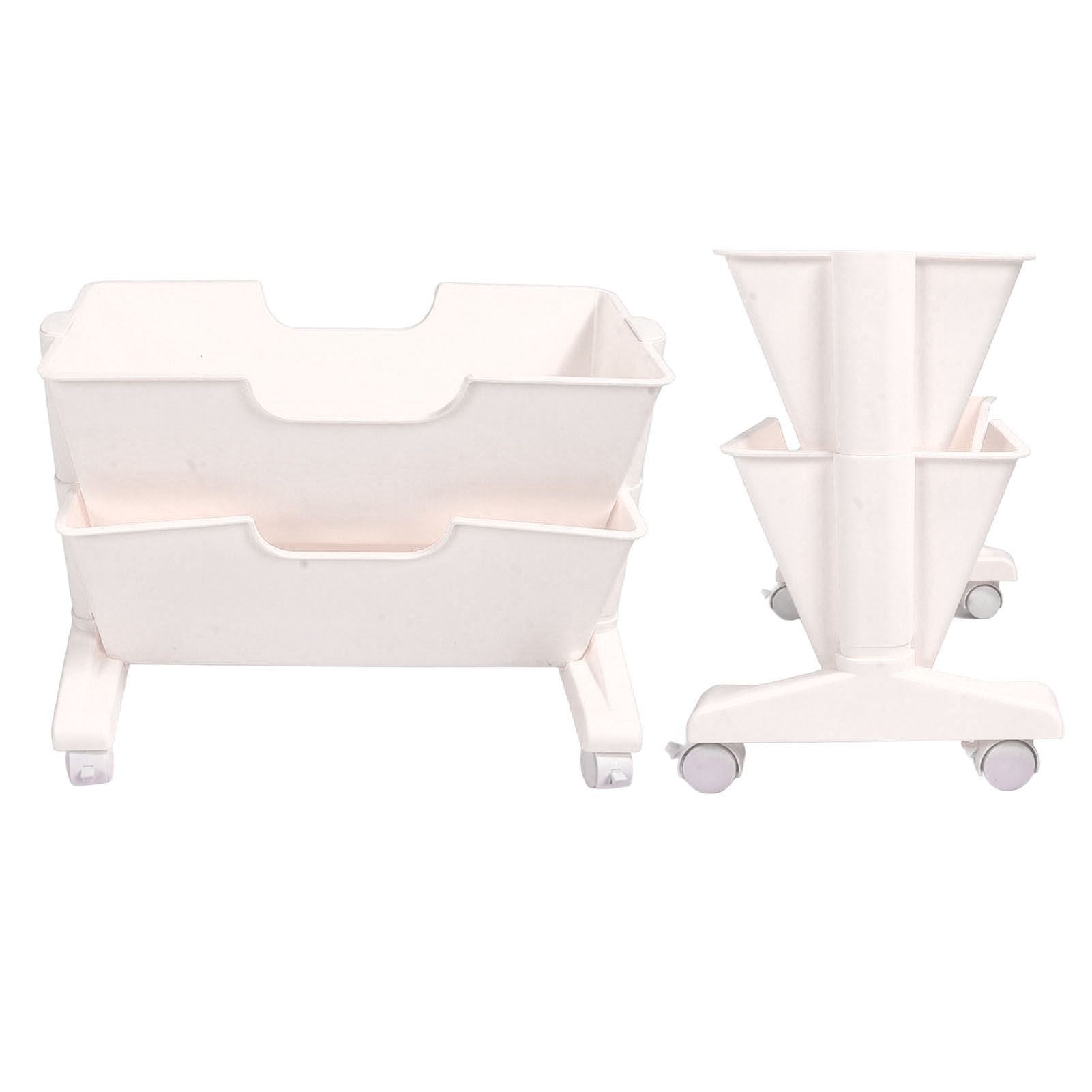Double Layer Movable Deskside Bookshelf Removable Small Bookcase Dormitory Organize Trolley Shelf White
