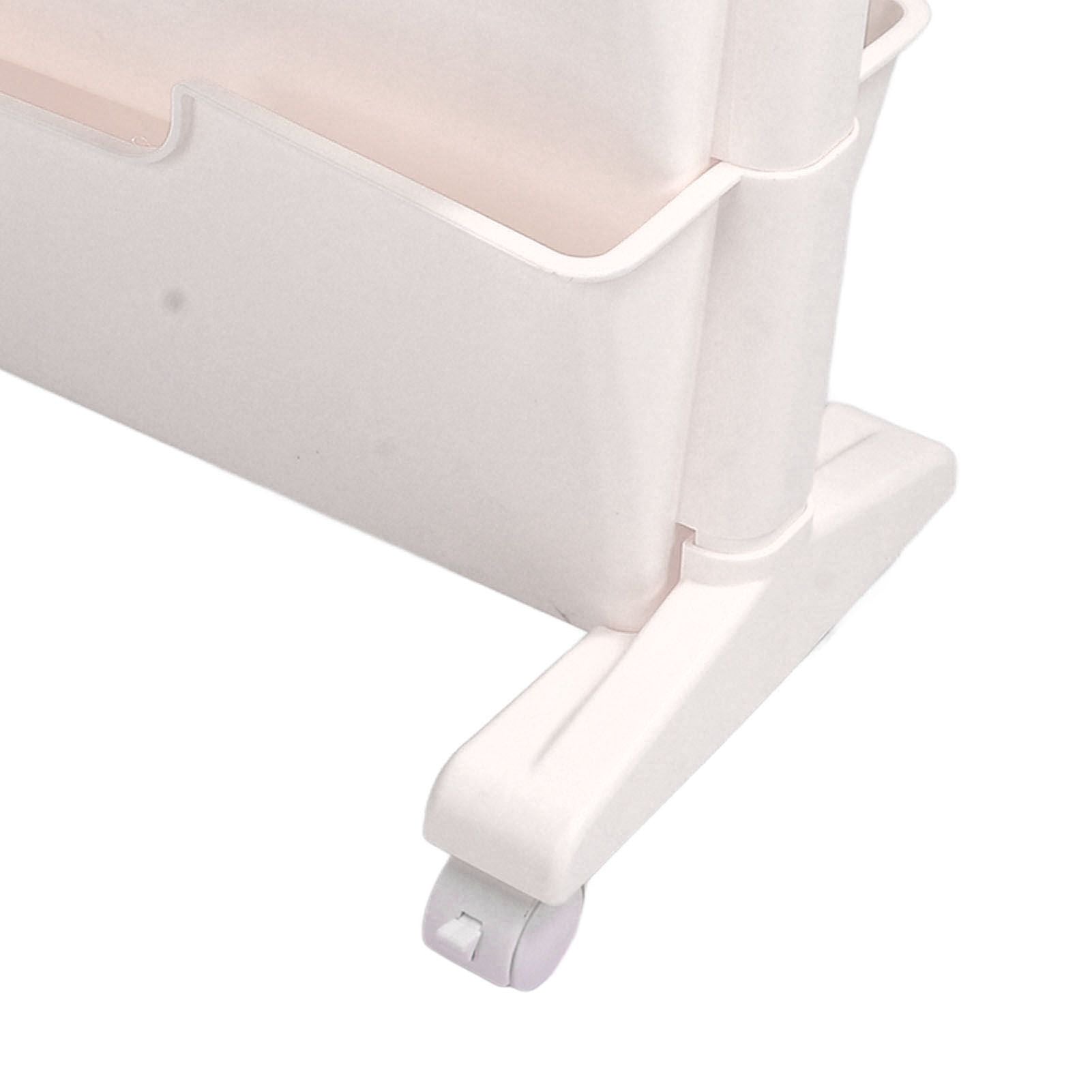 Double Layer Movable Deskside Bookshelf Removable Small Bookcase Dormitory Organize Trolley Shelf White